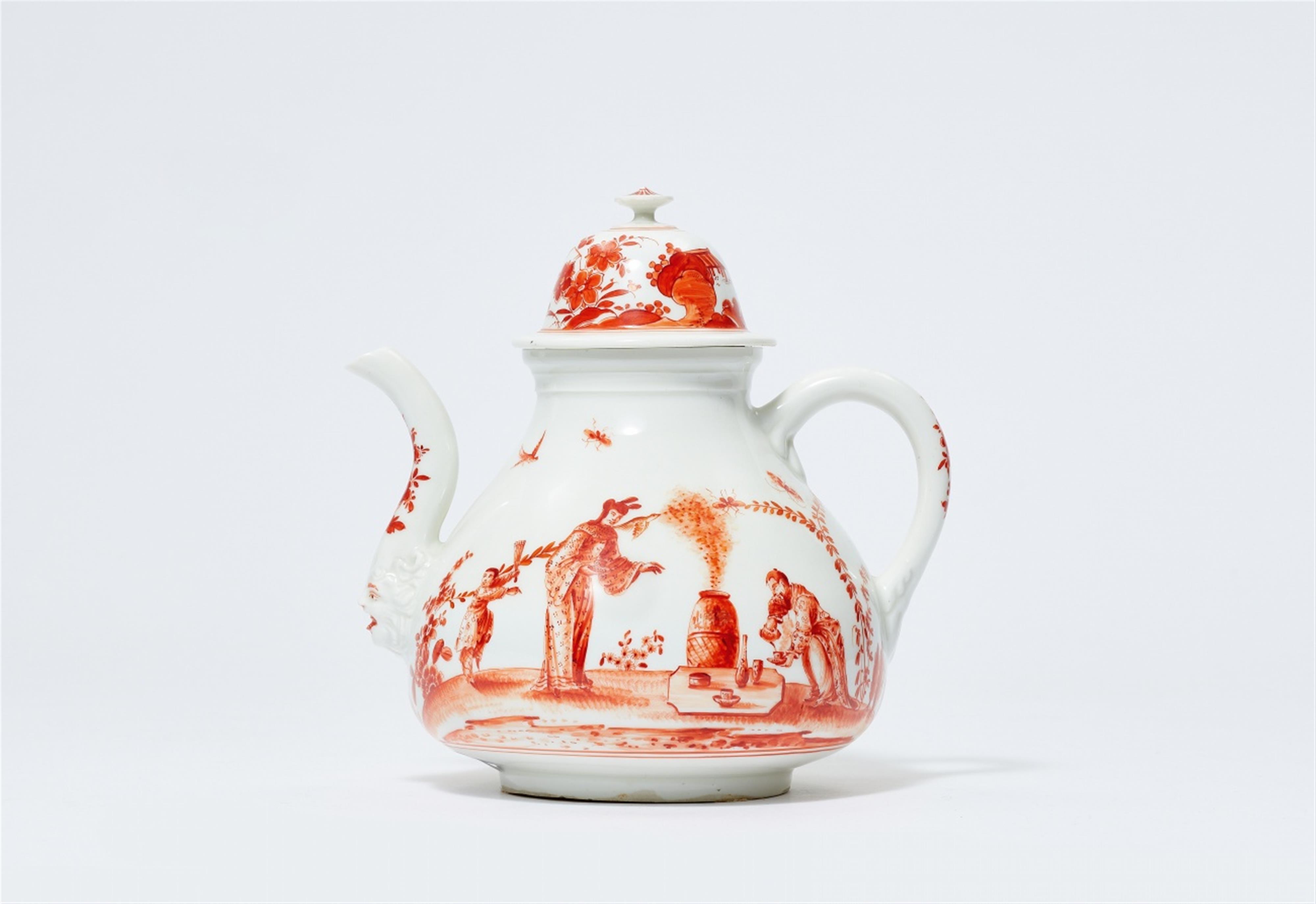 An early Meissen porcelain tea pot and cover by Johann Gregorius Hoeroldt - image-1