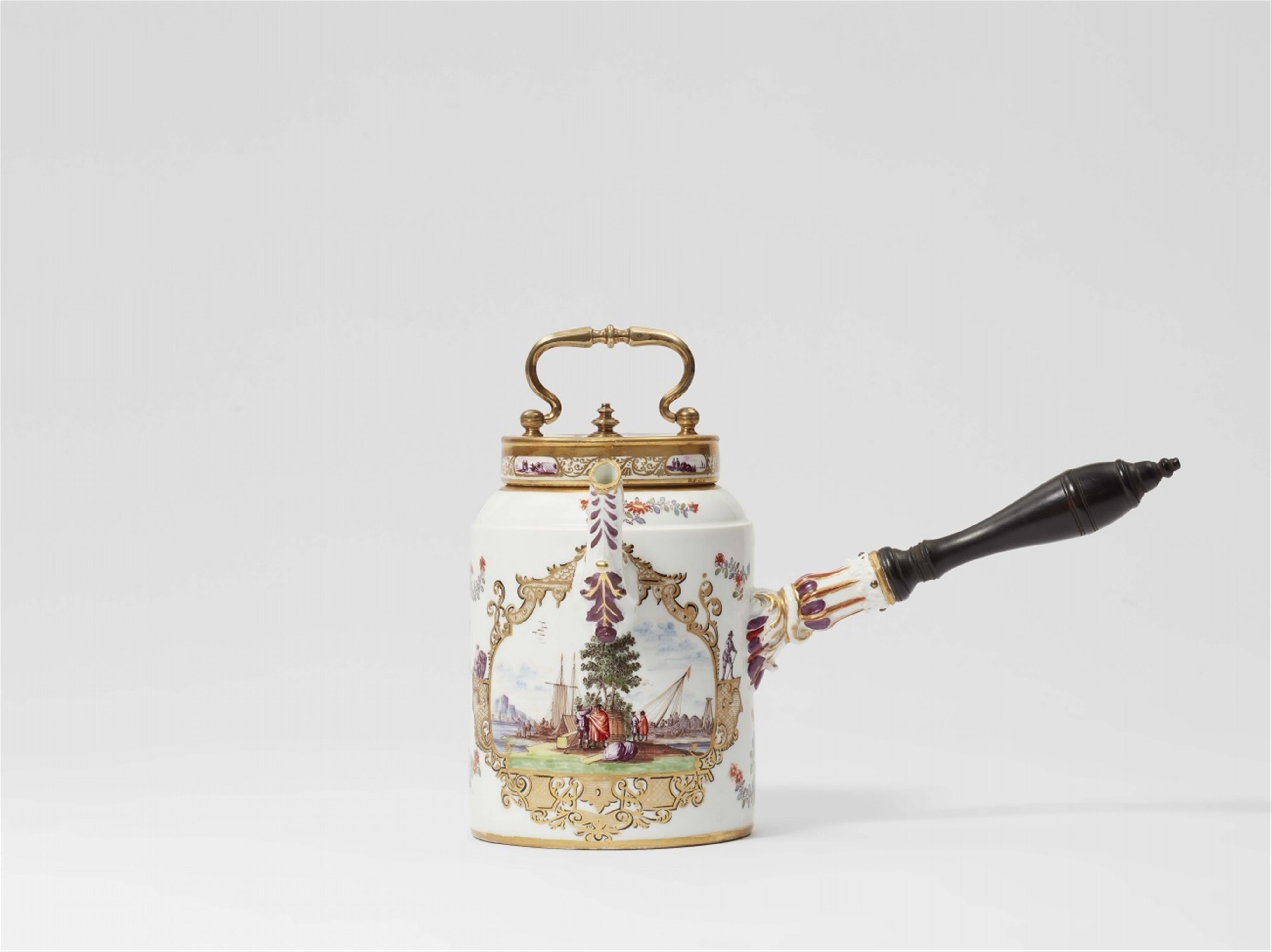 A cryptically signed and dated Meissen porcelain chocolatière by Christian Friedrich Herold - image-1