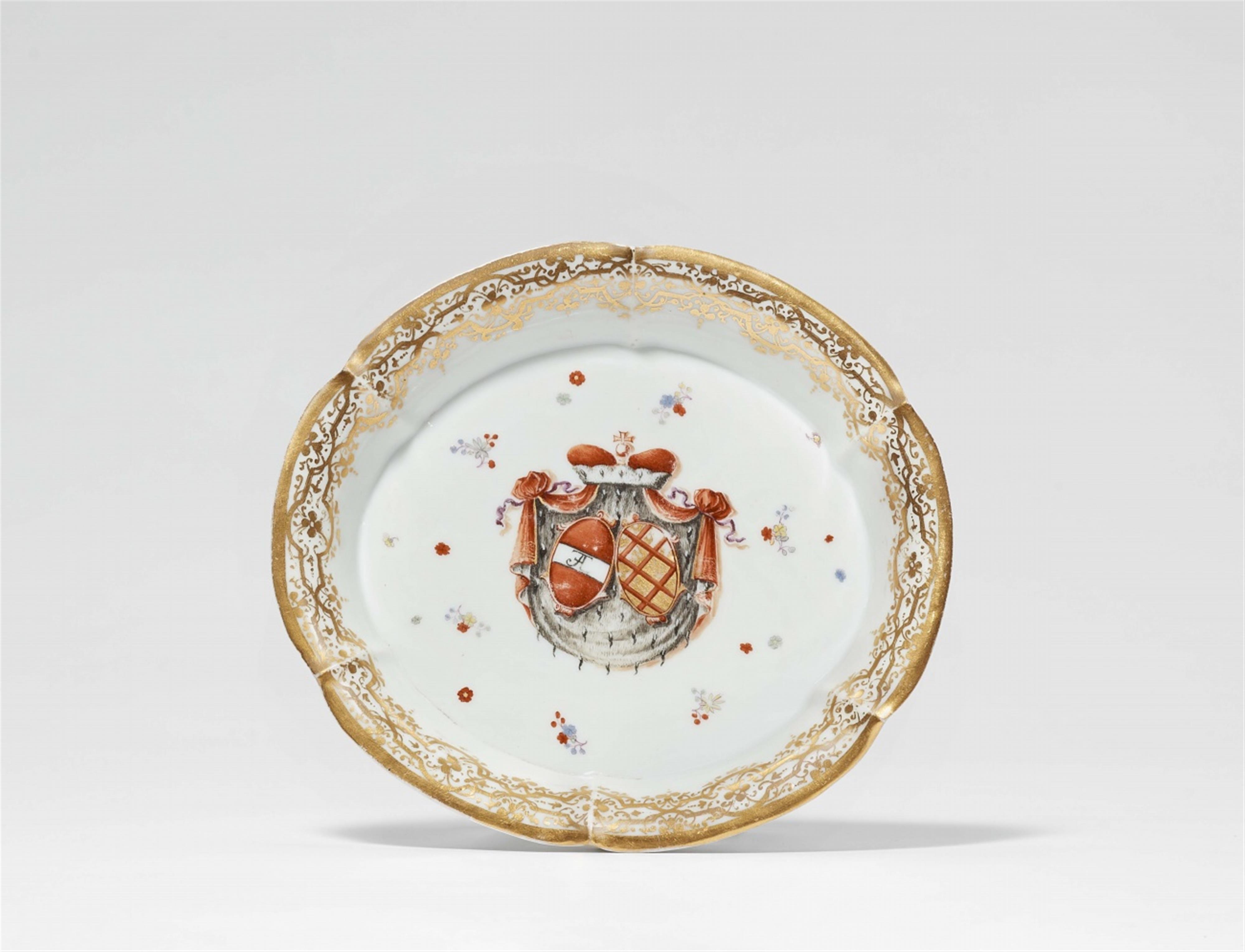 A Meissen porcelain dish with the Althann-Daun arms of alliance - image-1