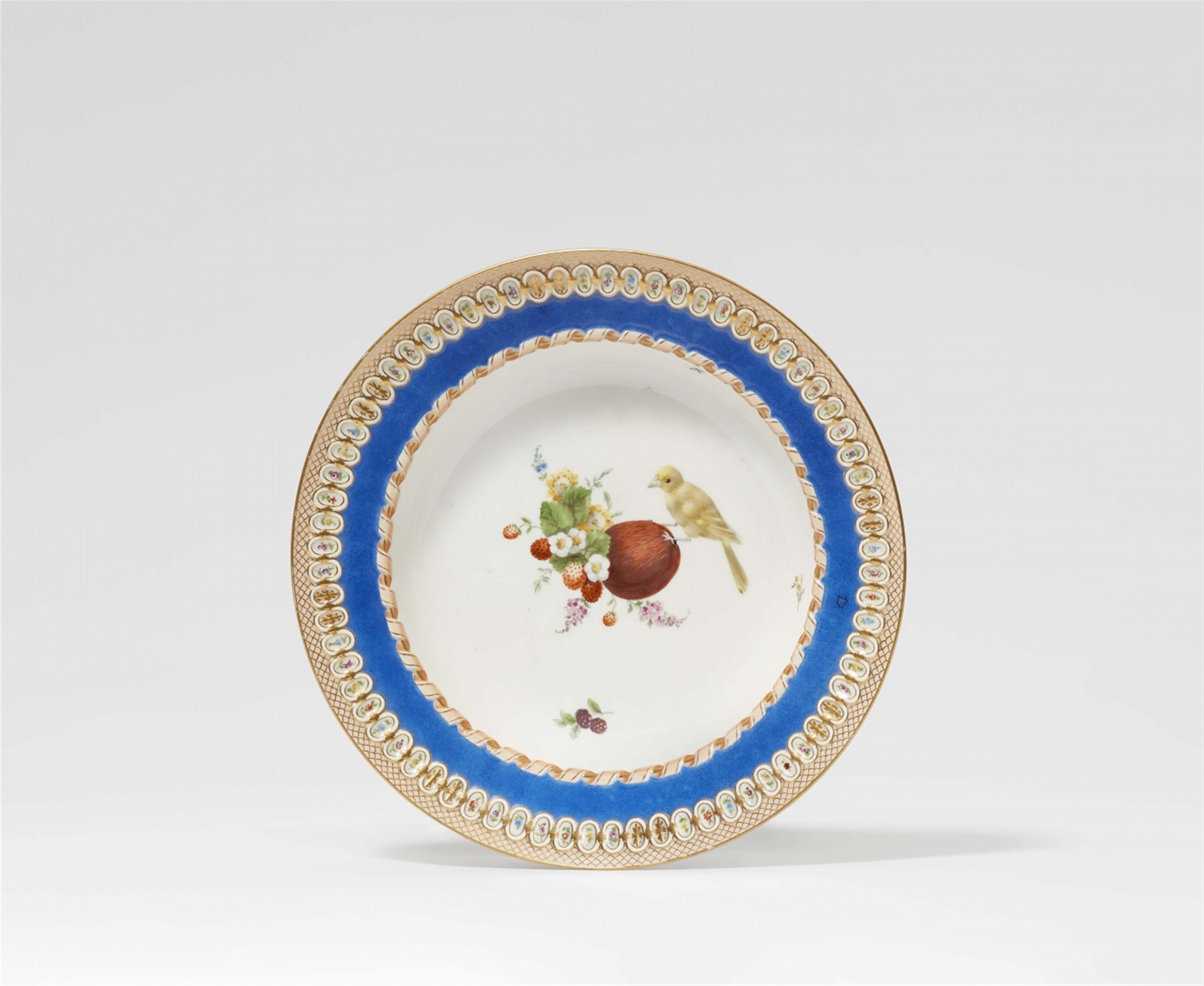 A Meissen porcelain plate from the Saxon court service with the blue ribbon - image-1