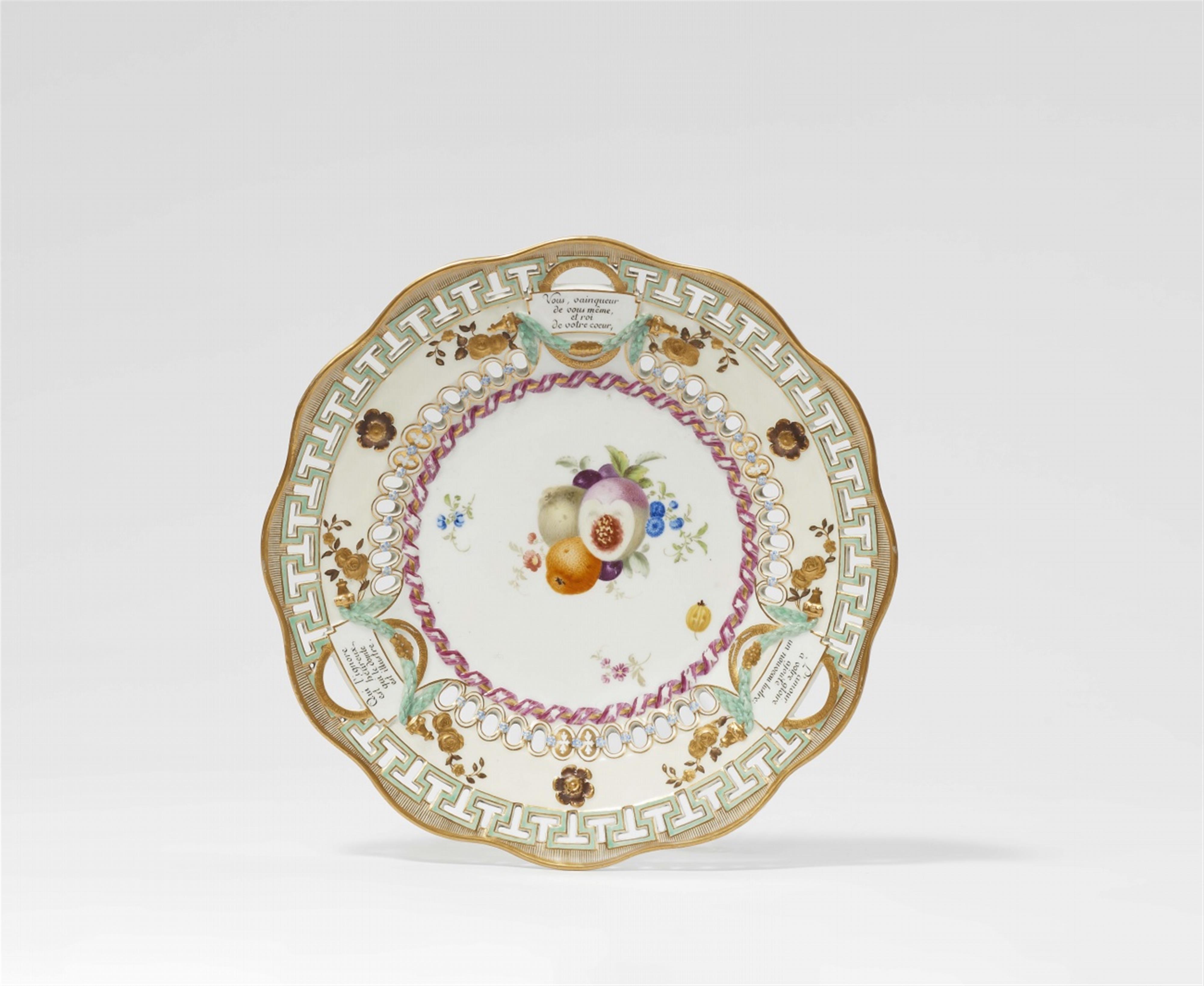 A Meissen porcelain plate with a romantic inscription - image-1