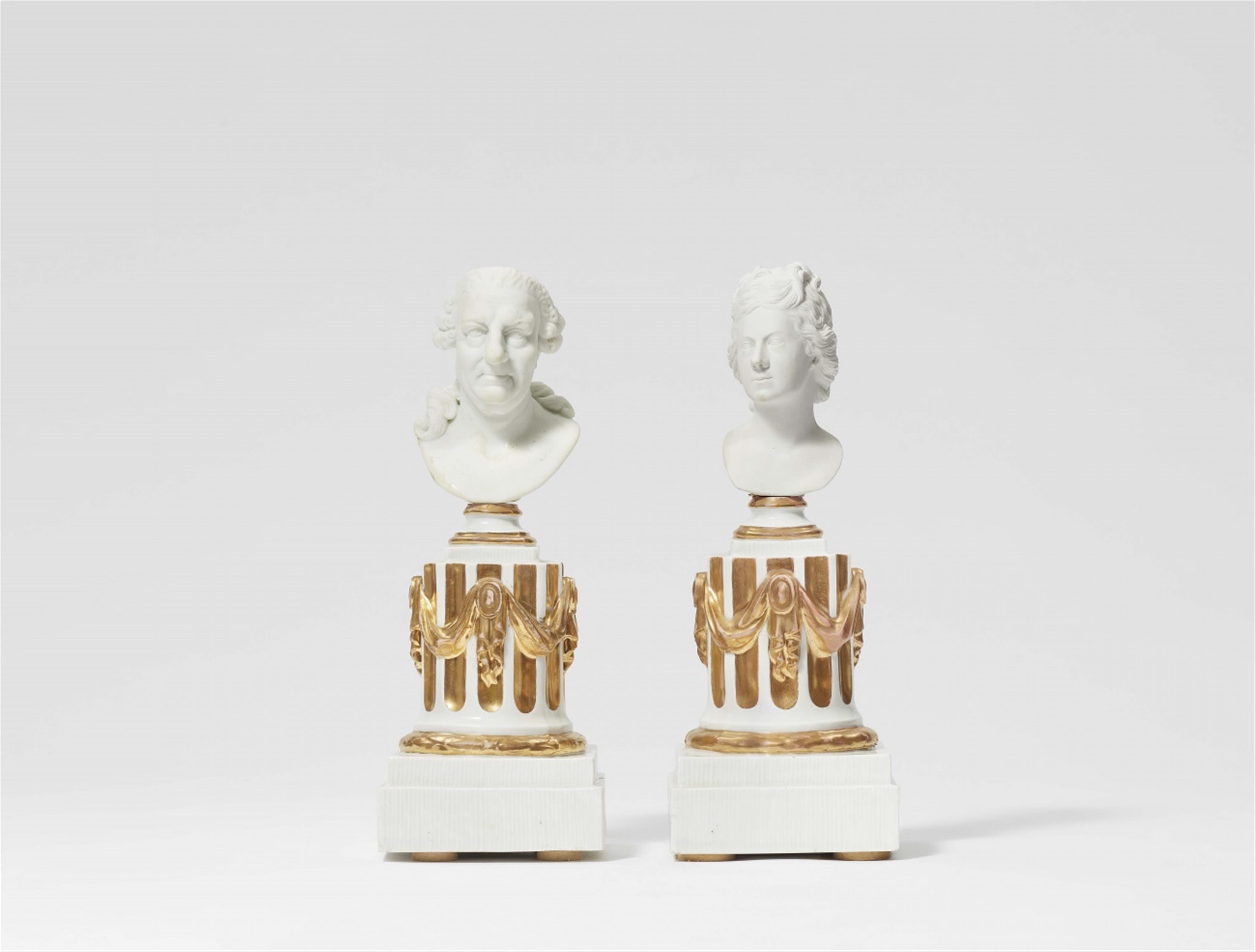 Fürstenberg porcelain busts of Duke Carl of Brunswick-Lüneburg and Princess Augusta Dorothea - image-1
