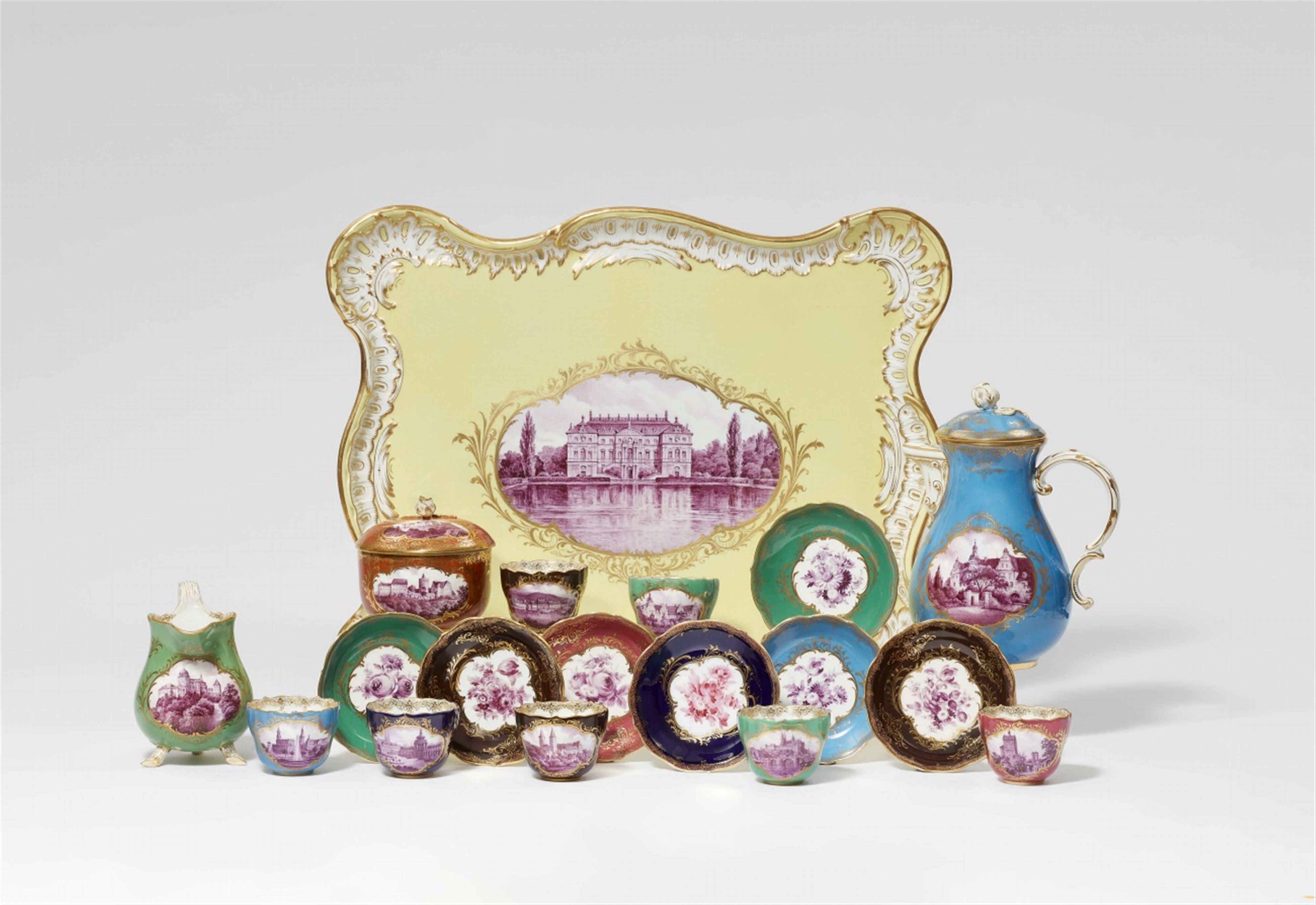 An unusual Meissen porcelain service with palaces in Saxony - image-1