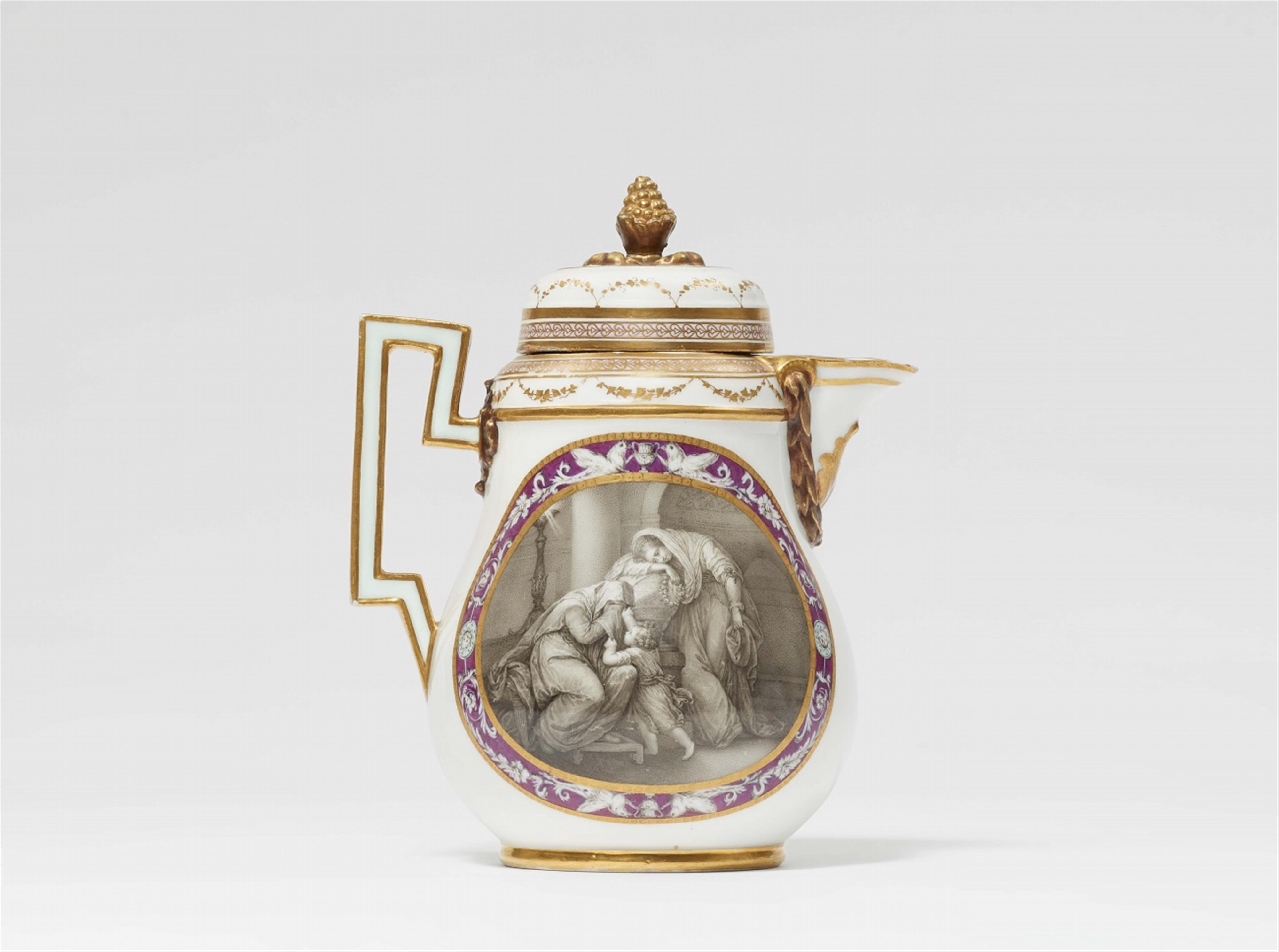 A Meissen porcelain coffee pot with scenes after Angelika Kauffmann - image-2