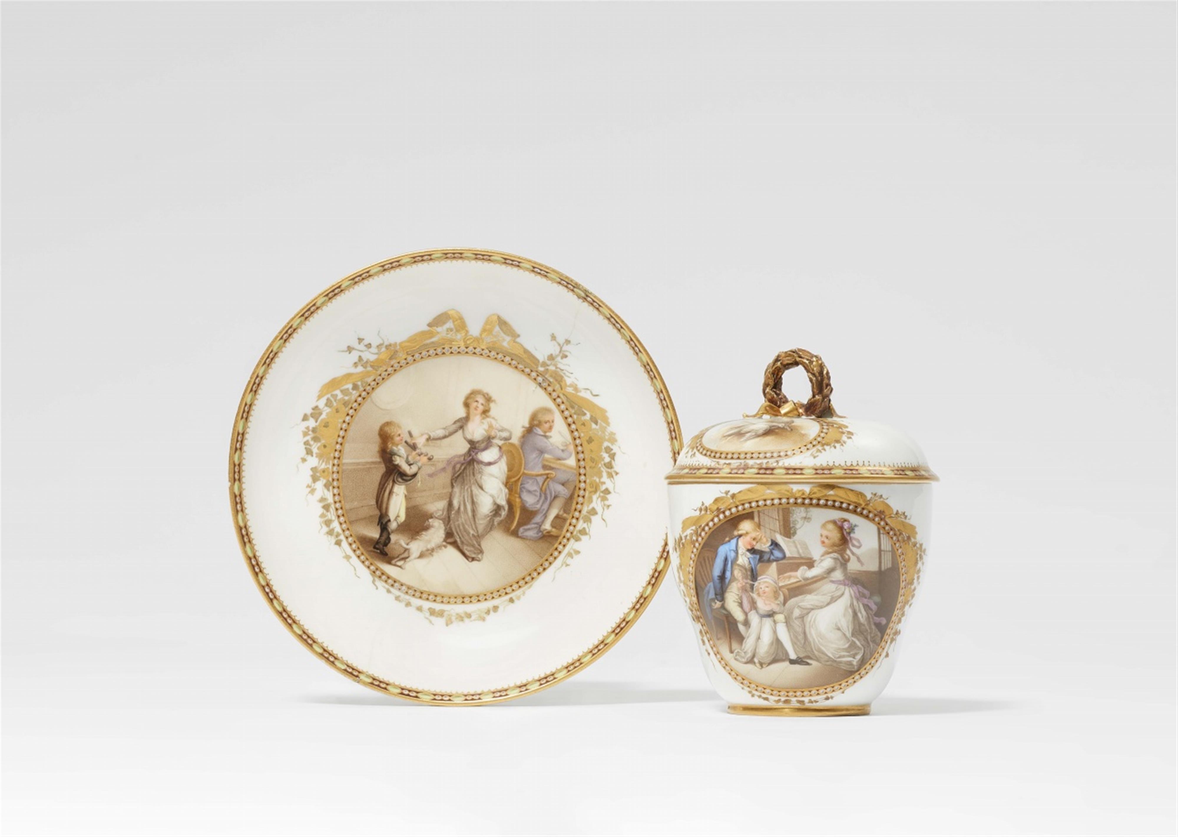 A Meissen porcelain cup and saucer with scenes from Goethe's 'Young Werther' - image-1