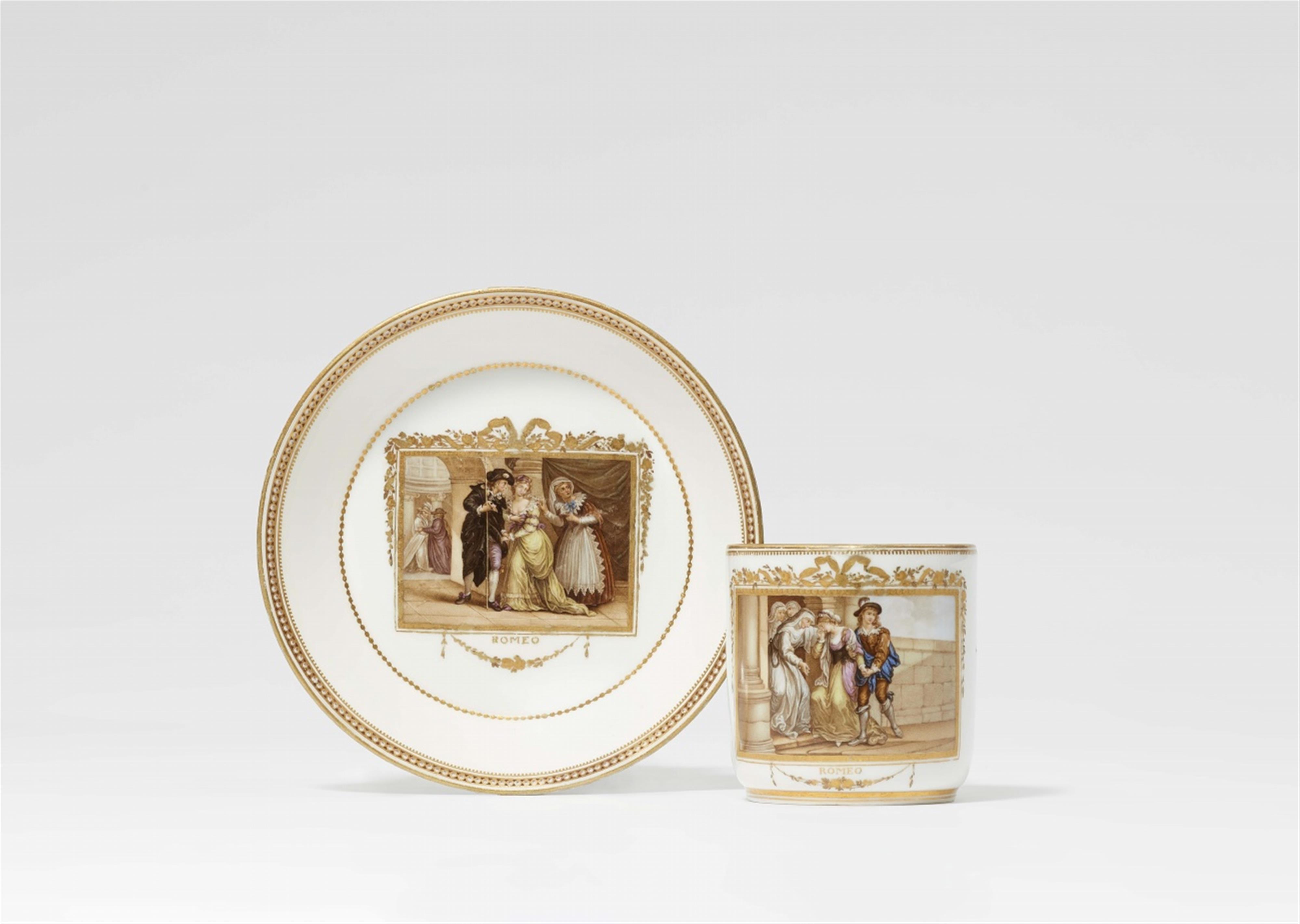A Meissen porcelain cup and saucer with Romeo - image-1