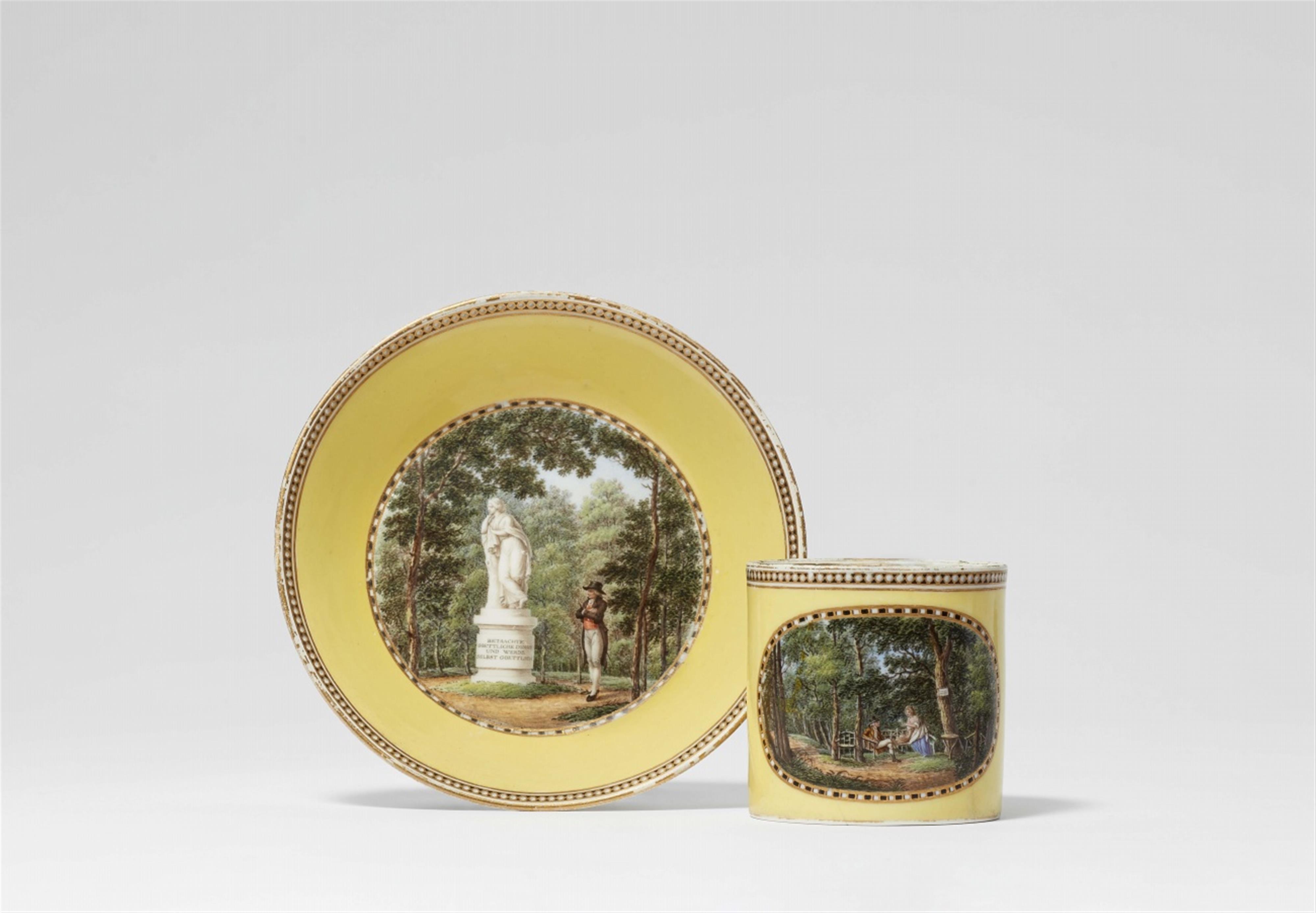 A Meissen porcelain cup and saucer with park scenes - image-1