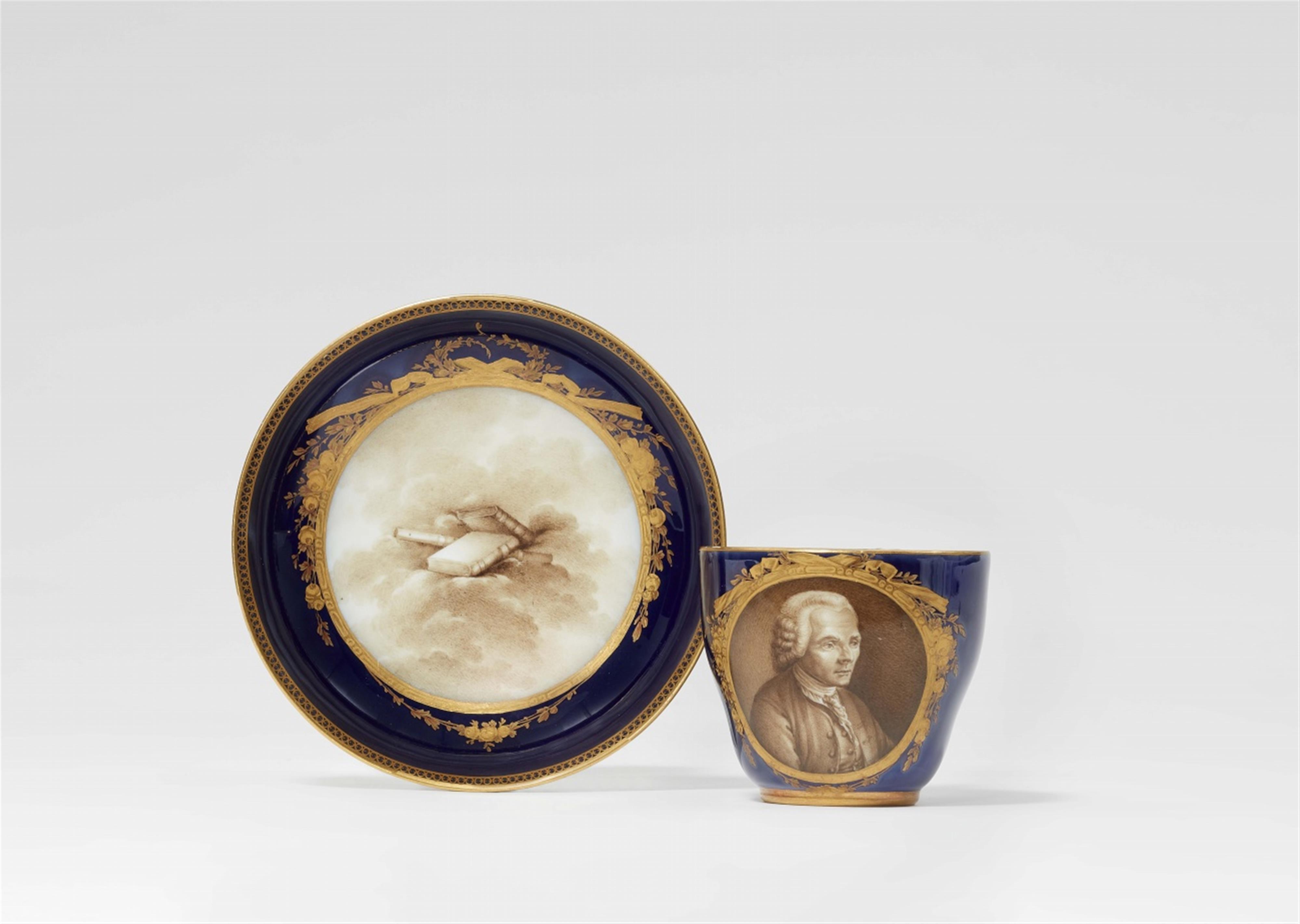 A Meissen porcelain cup and saucer with Jean-Jacques Rousseau - image-1