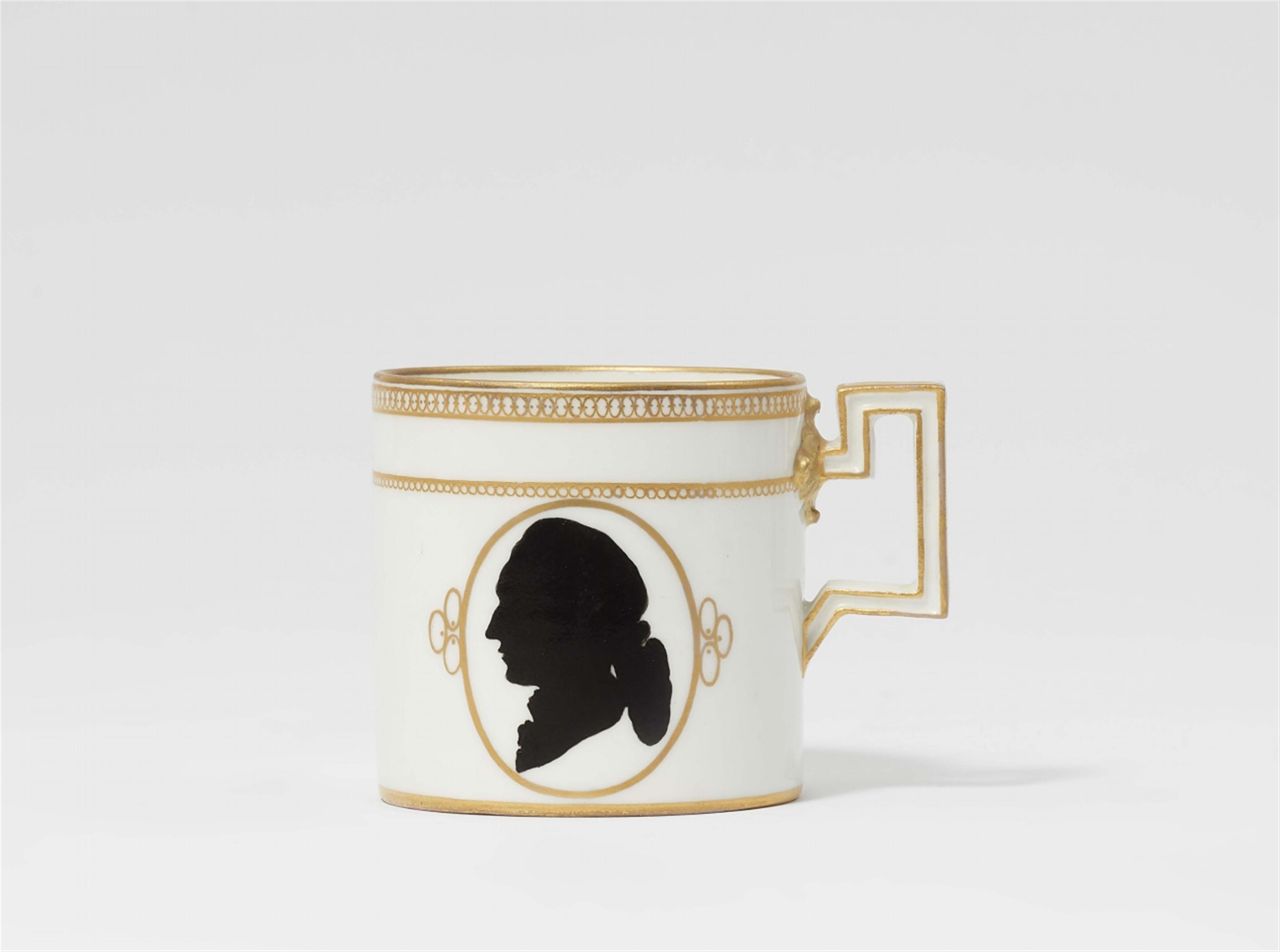 A Meissen porcelain cup with a silhouette portrait of Goethe - image-1