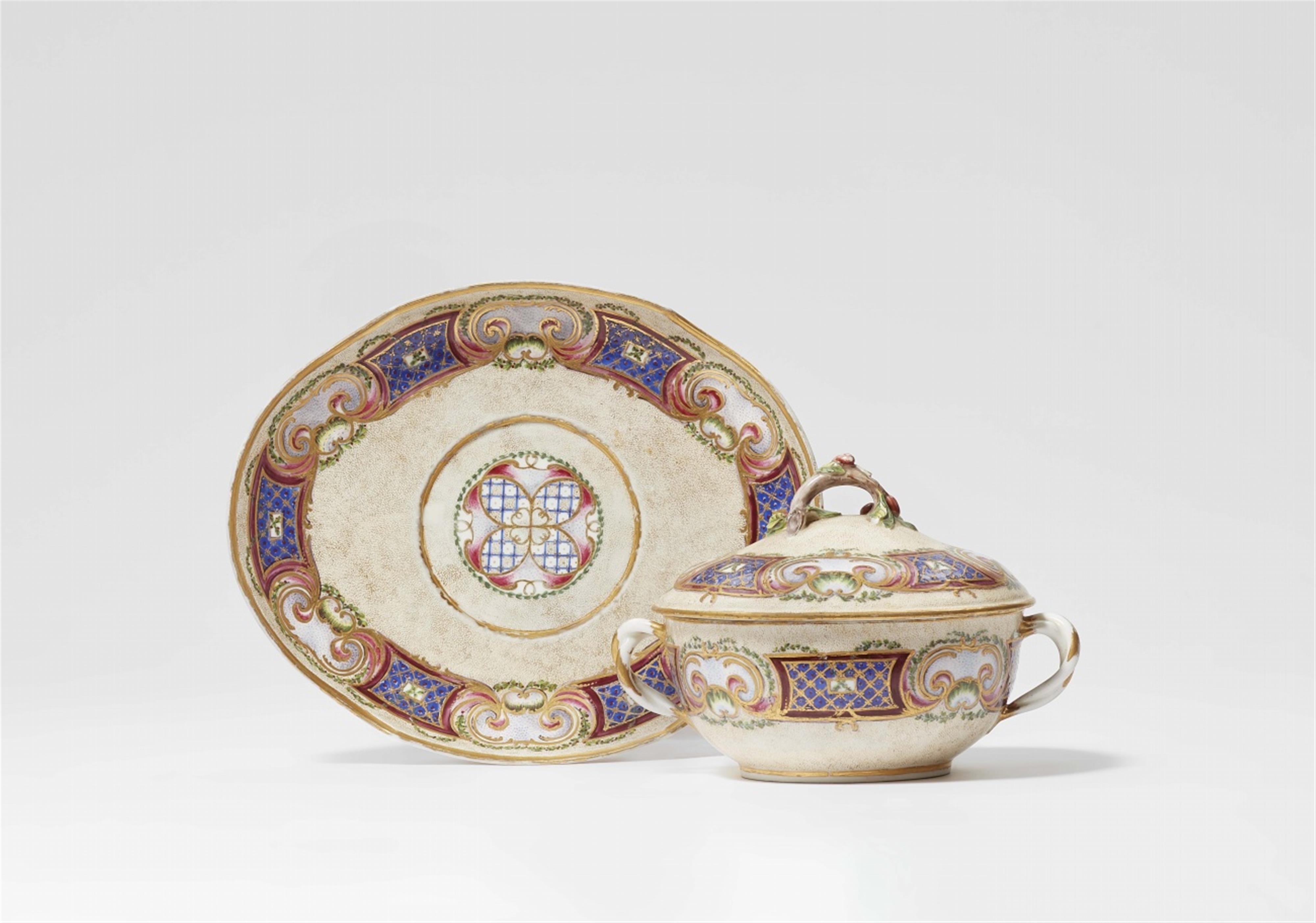 A Sèvres porcelain dish on stand with an opulent frieze - image-1