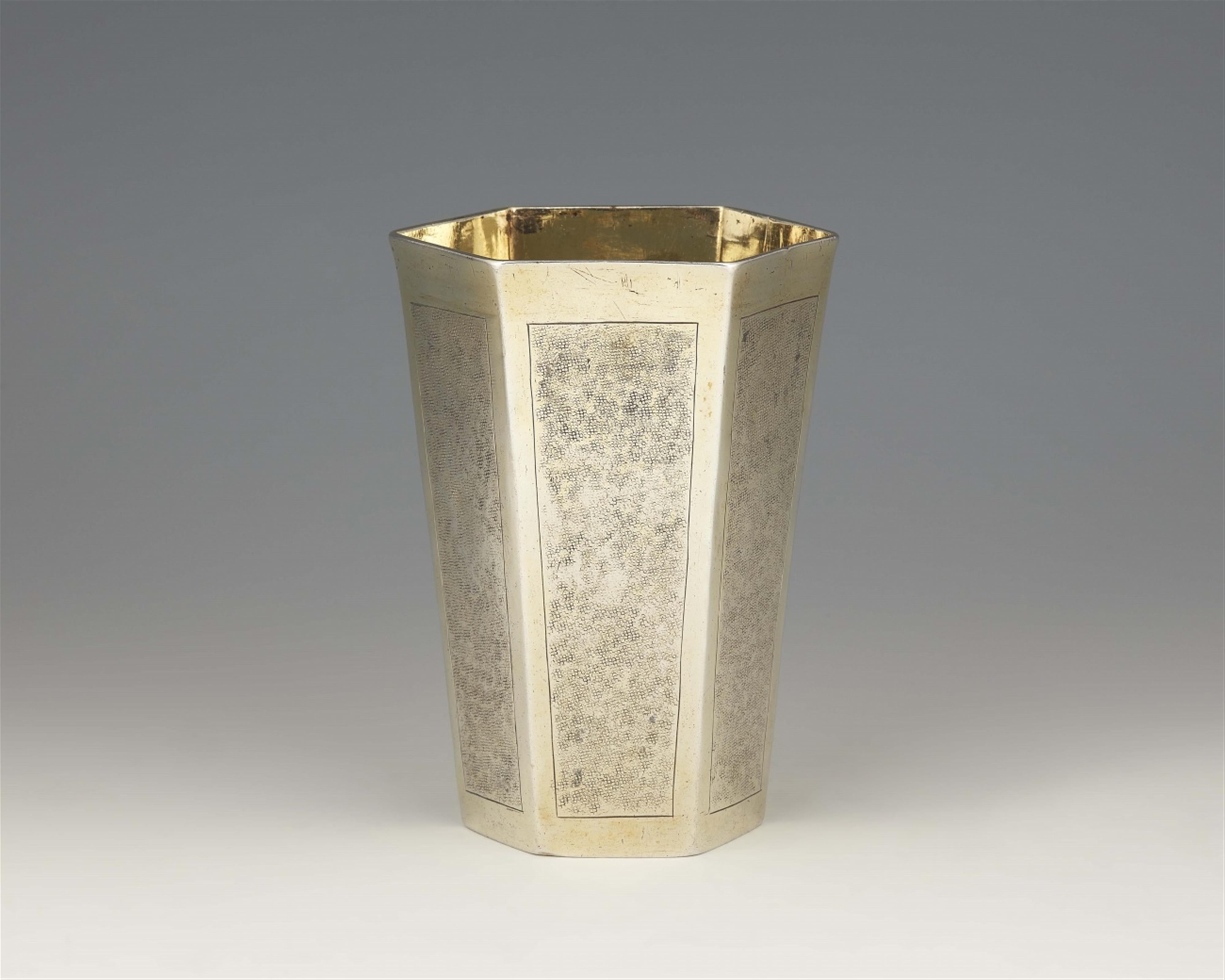 An important Hamburg silver gilt Renaissance beaker - image-1