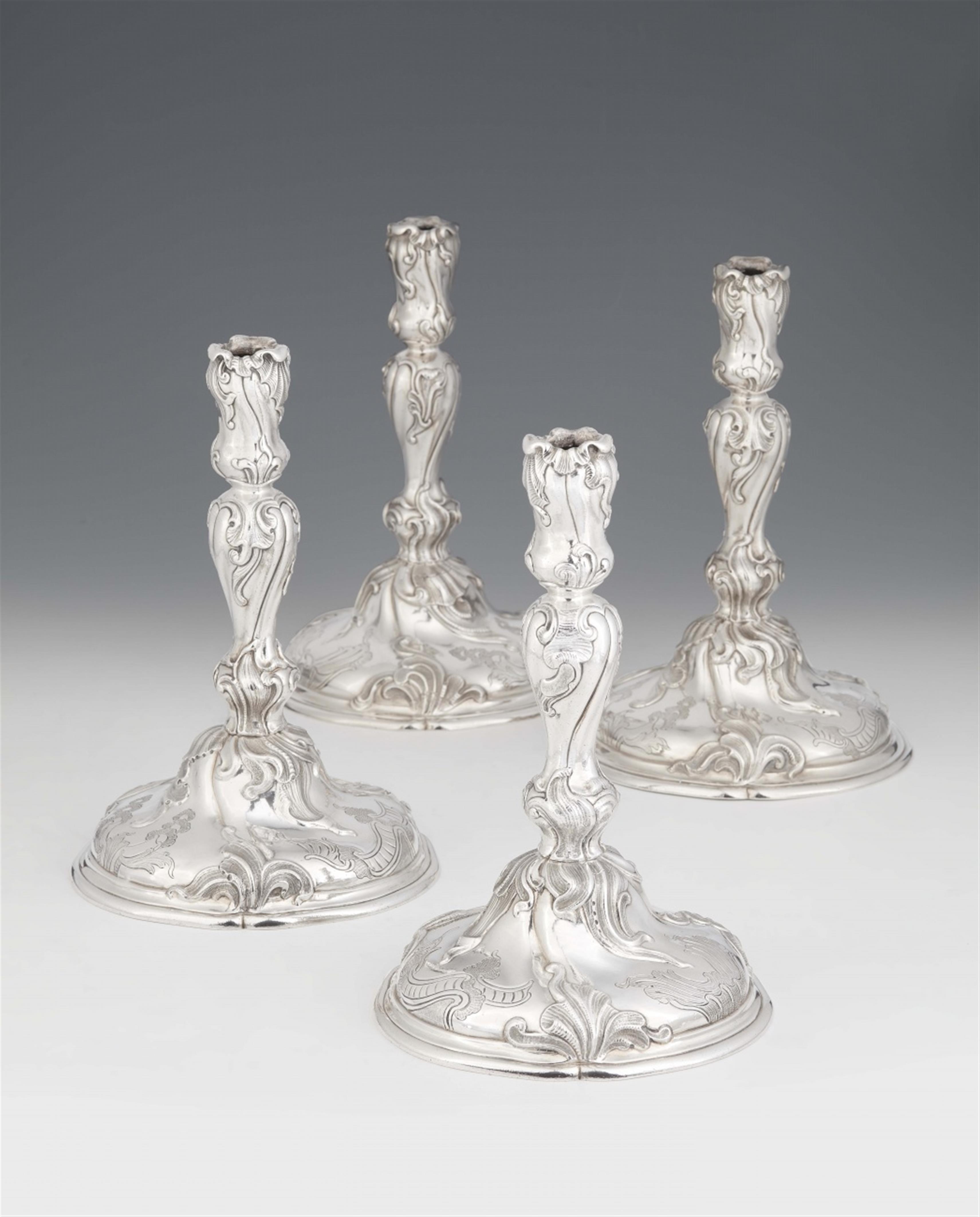 A set of four Dresden silver candlesticks made for Prince Elector August II of Saxony - image-8