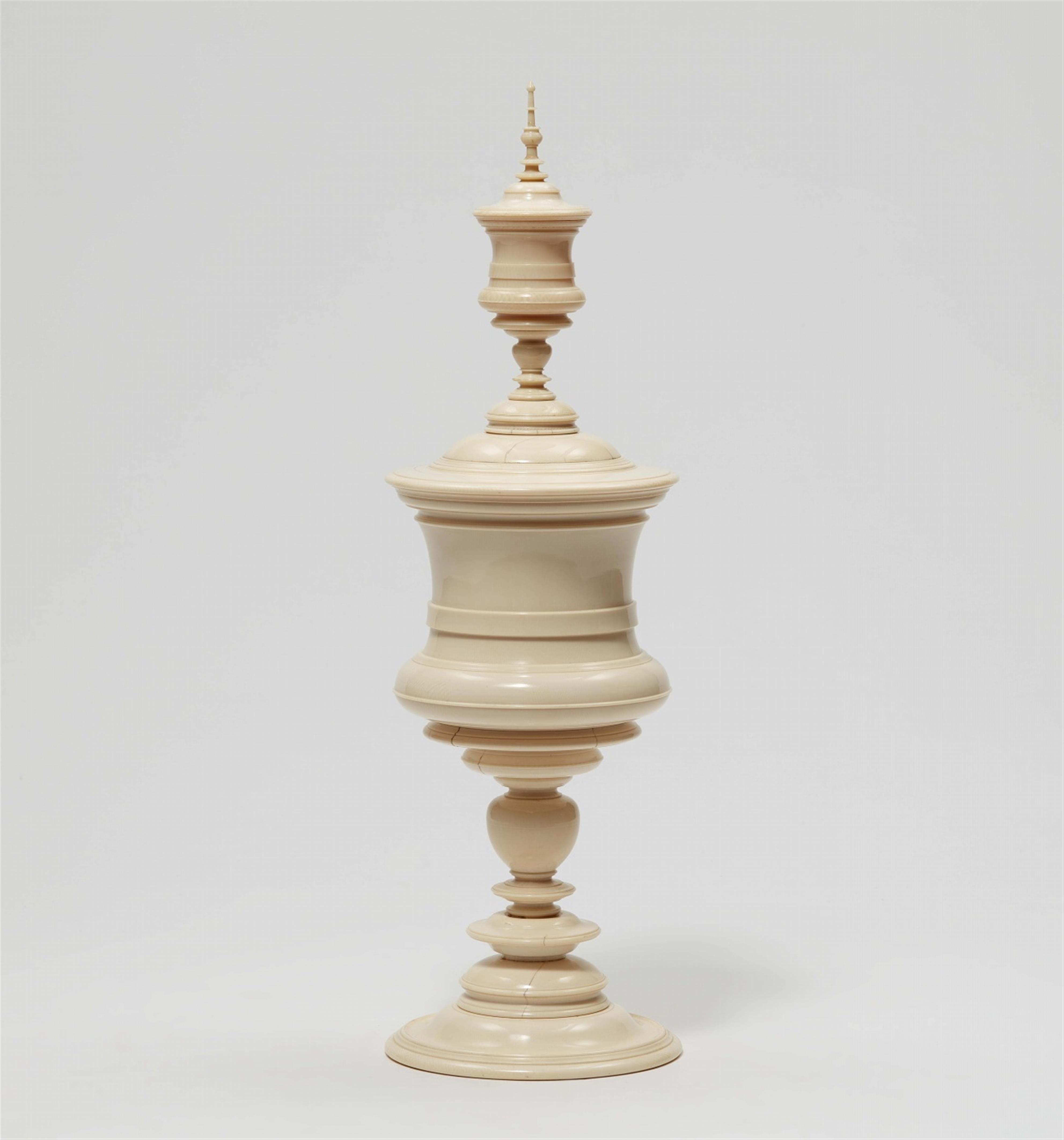 An important Baroque ivory double goblet - image-1