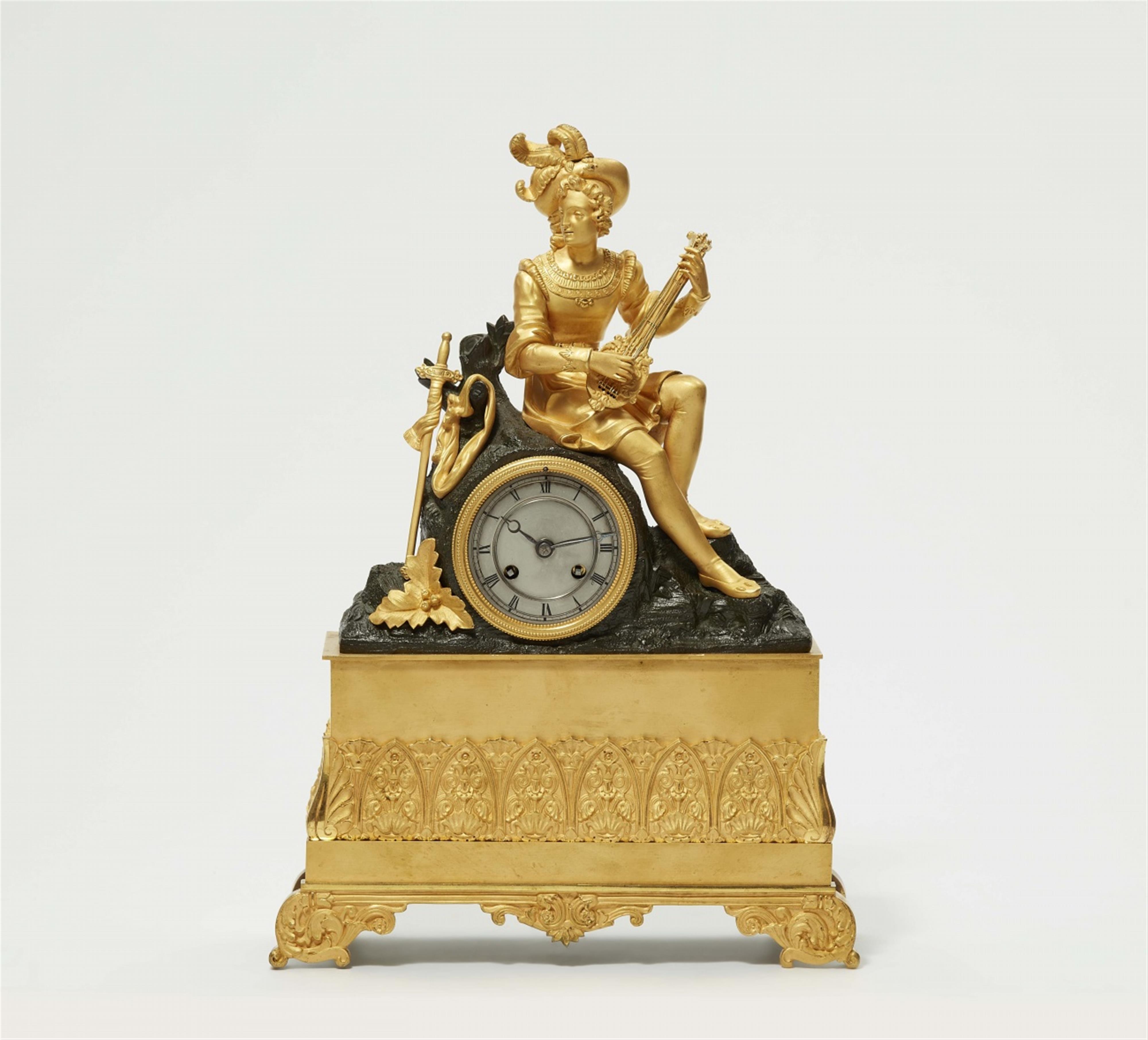 A Parisian ormolu pendulum clock "Joueur Troubadour de luth" - image-1