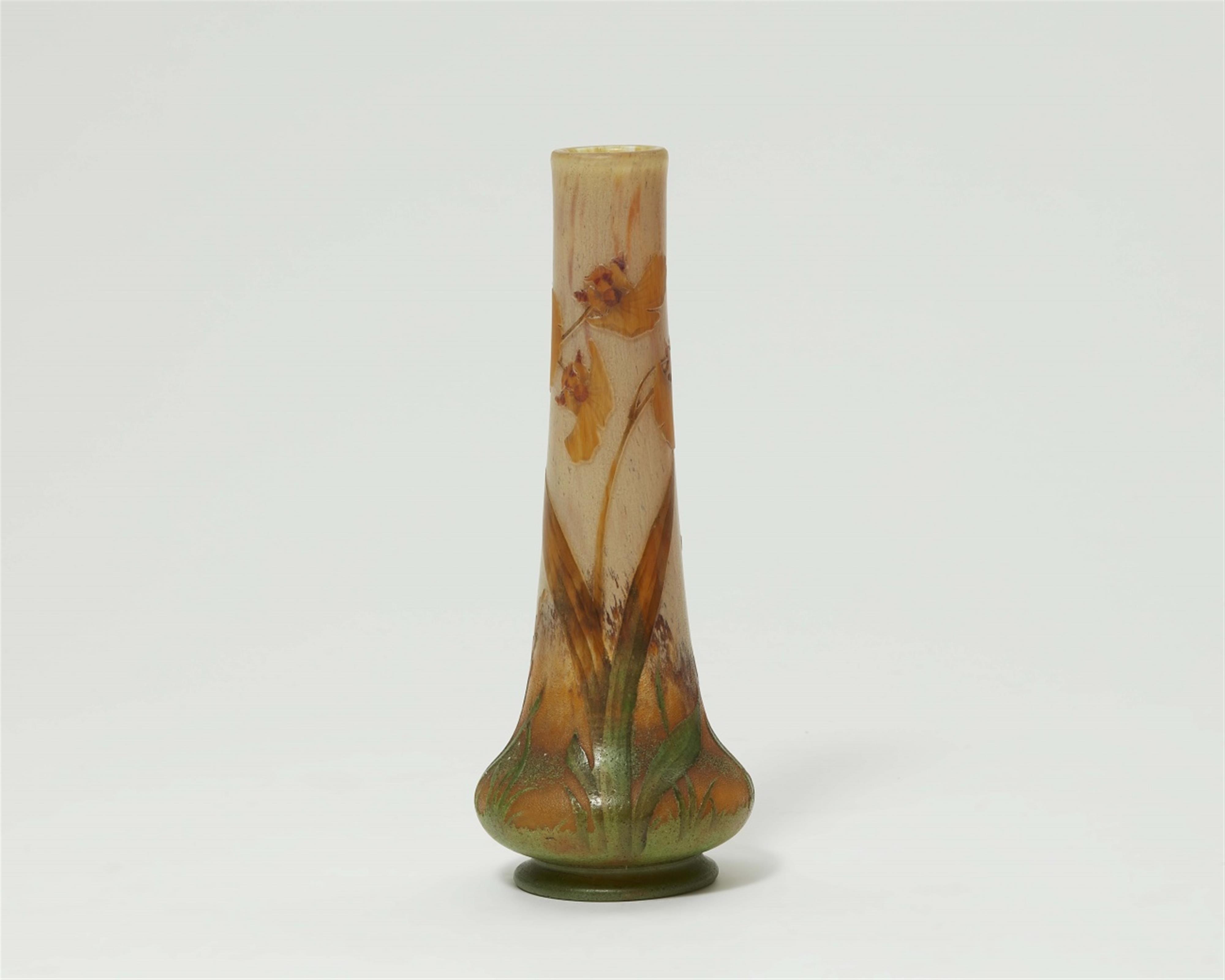 A Daum Frères glass orchid flower vase - image-1