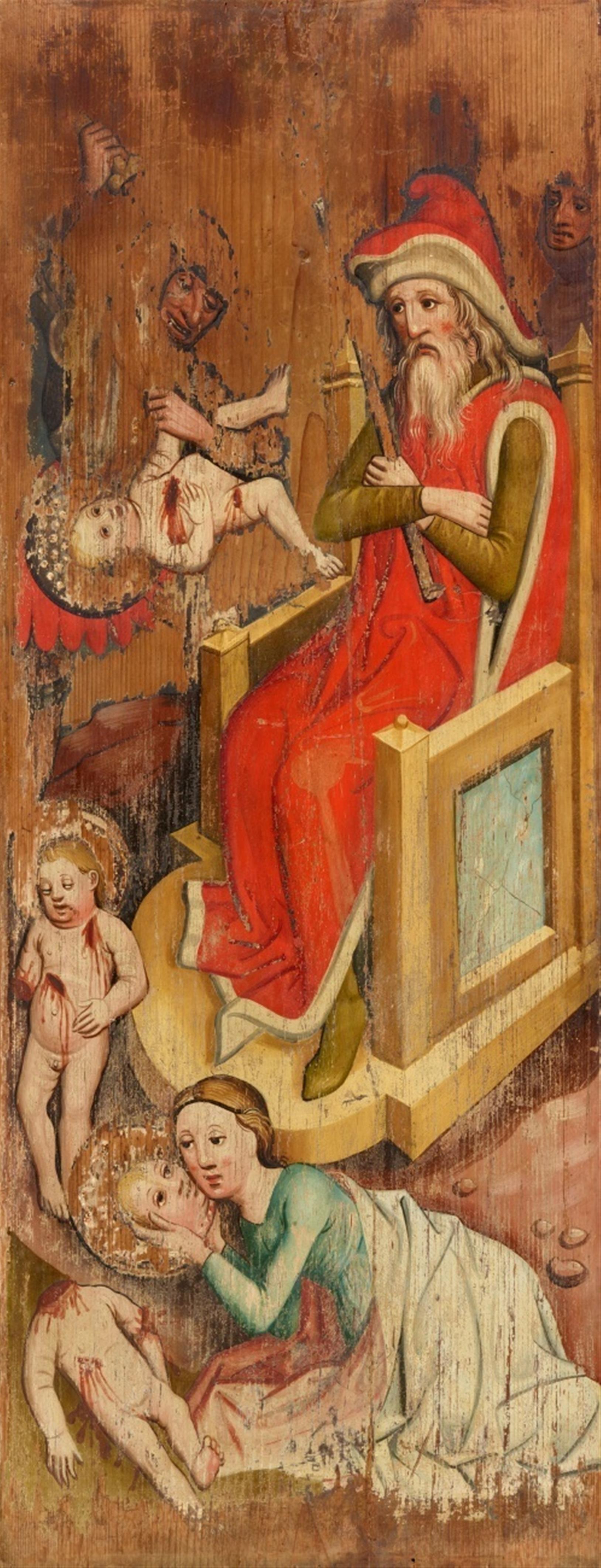 Süddeutscher Meister um 1480 - Altarflügel mit der Darstellung des hl. Joseph (verso) und dem Bethlehemitischen Kindermord (recto) - image-2