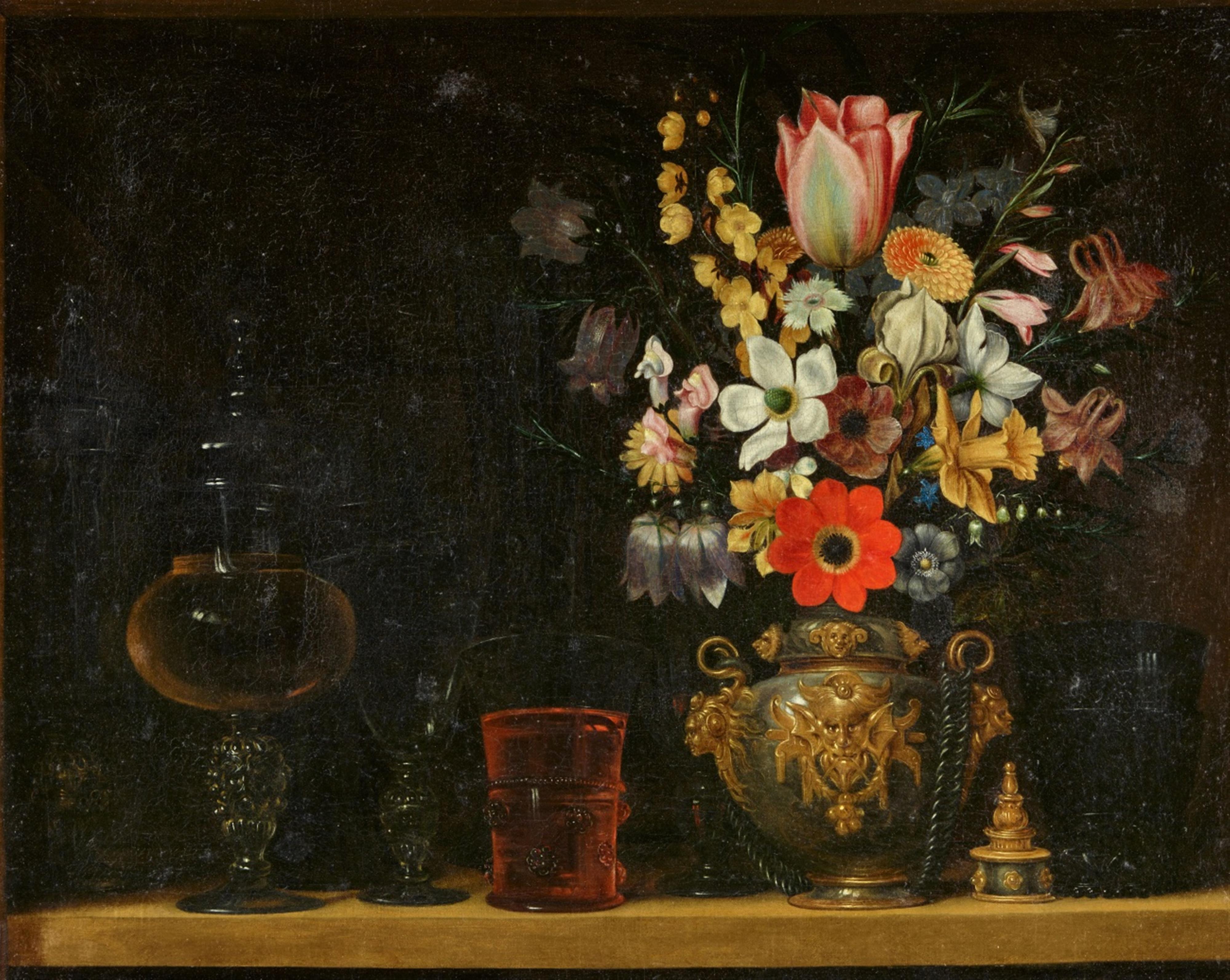 Georg Flegel - Still Life with Bouquet of Flowers and Glass Goblets - image-1