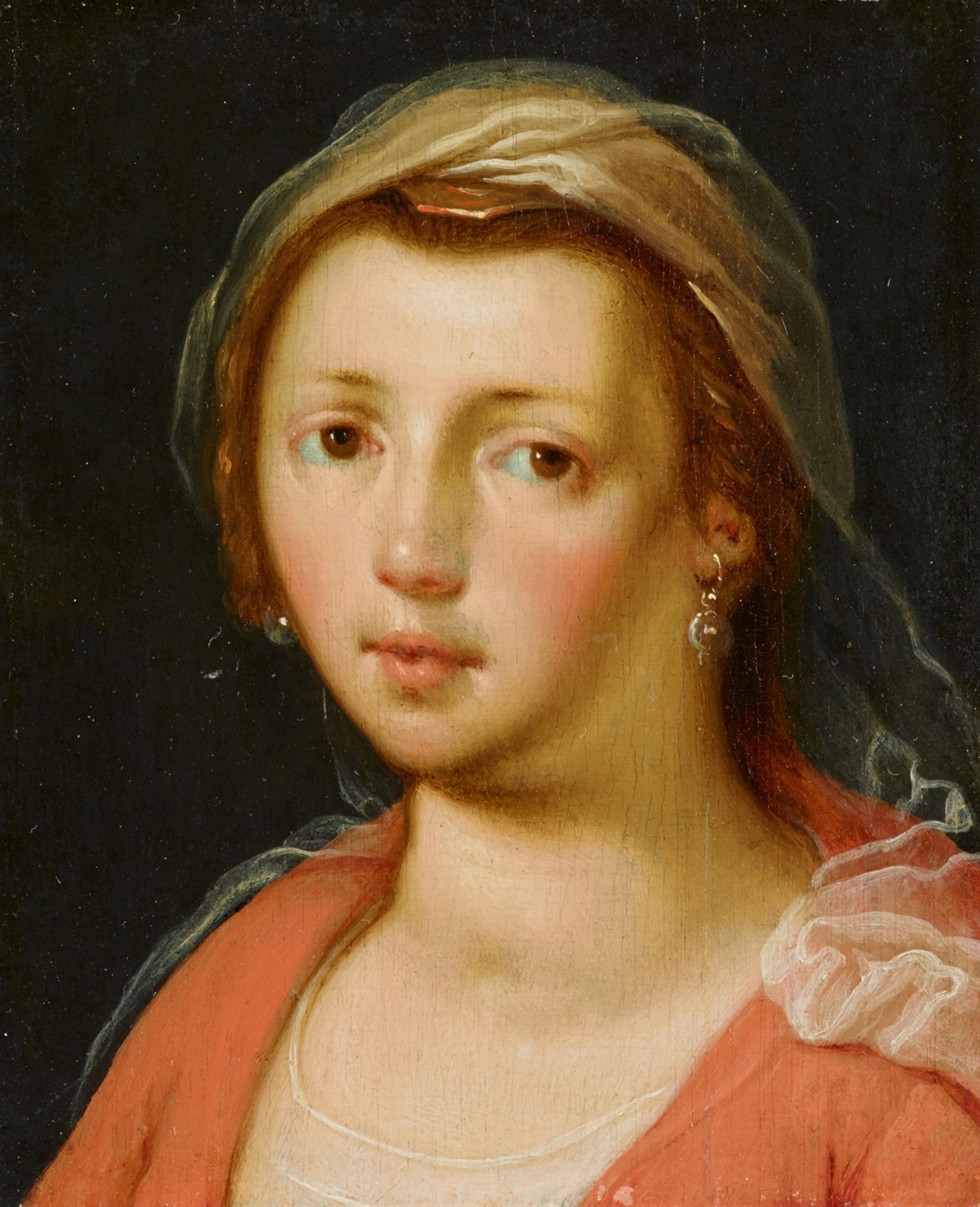 Cornelis Cornelisz. van Haarlem - Portrait of a Lady in a Classical style<BR>Portrait of a Man in a Laurel Wreath - image-2