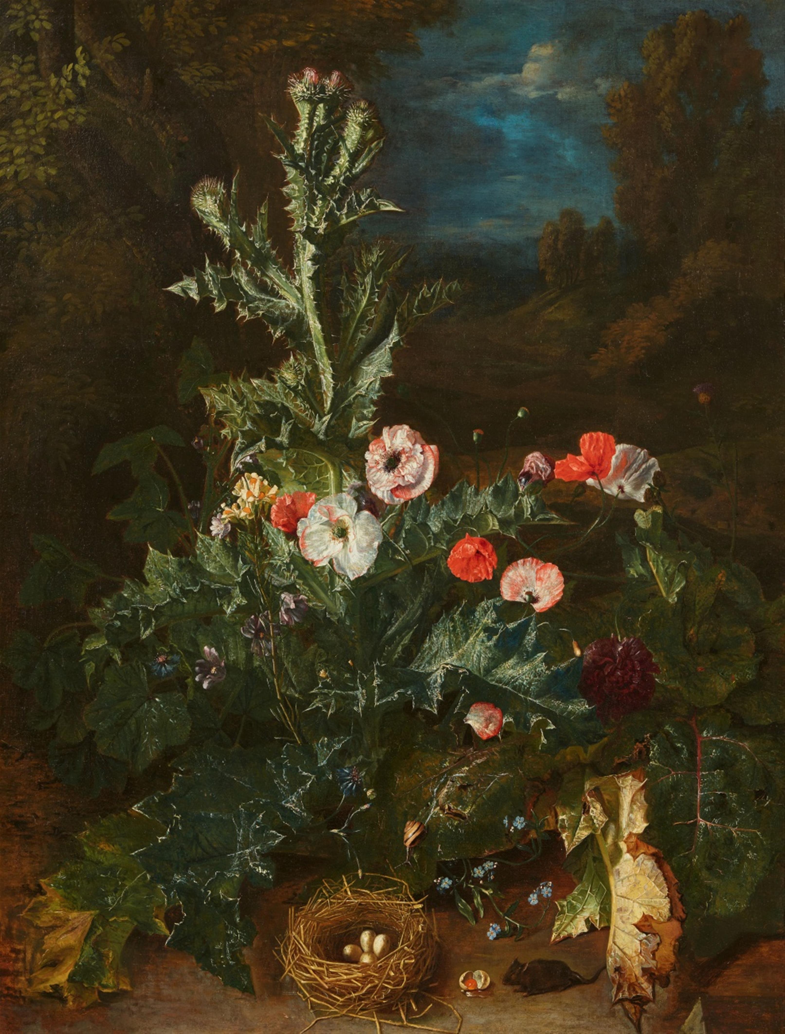 Peter Snyers - Still Life with Thistle and Nest - image-1