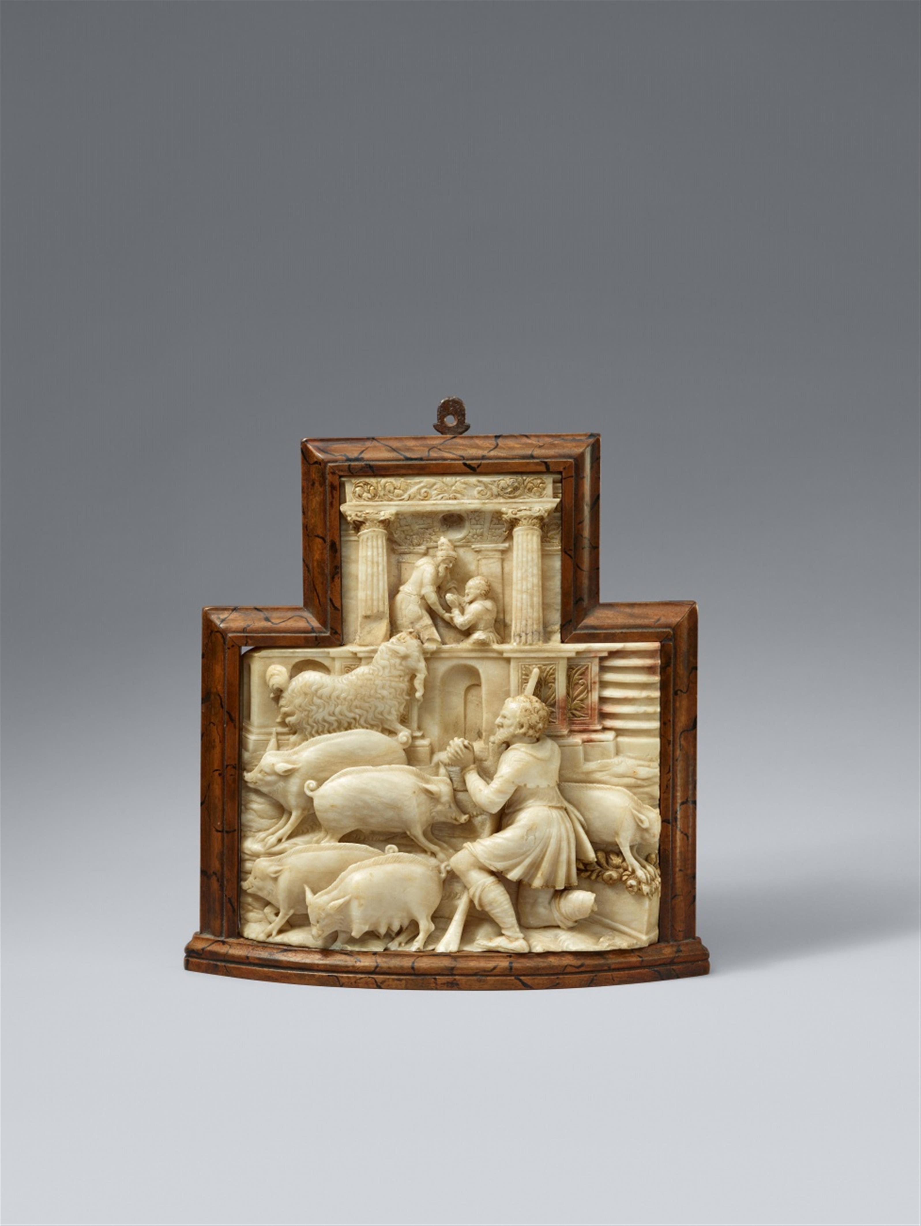 Flemish mid-16th century - A mid-16th century Flemish alabaster relief with scenes from the parable of the prodigal son - image-1