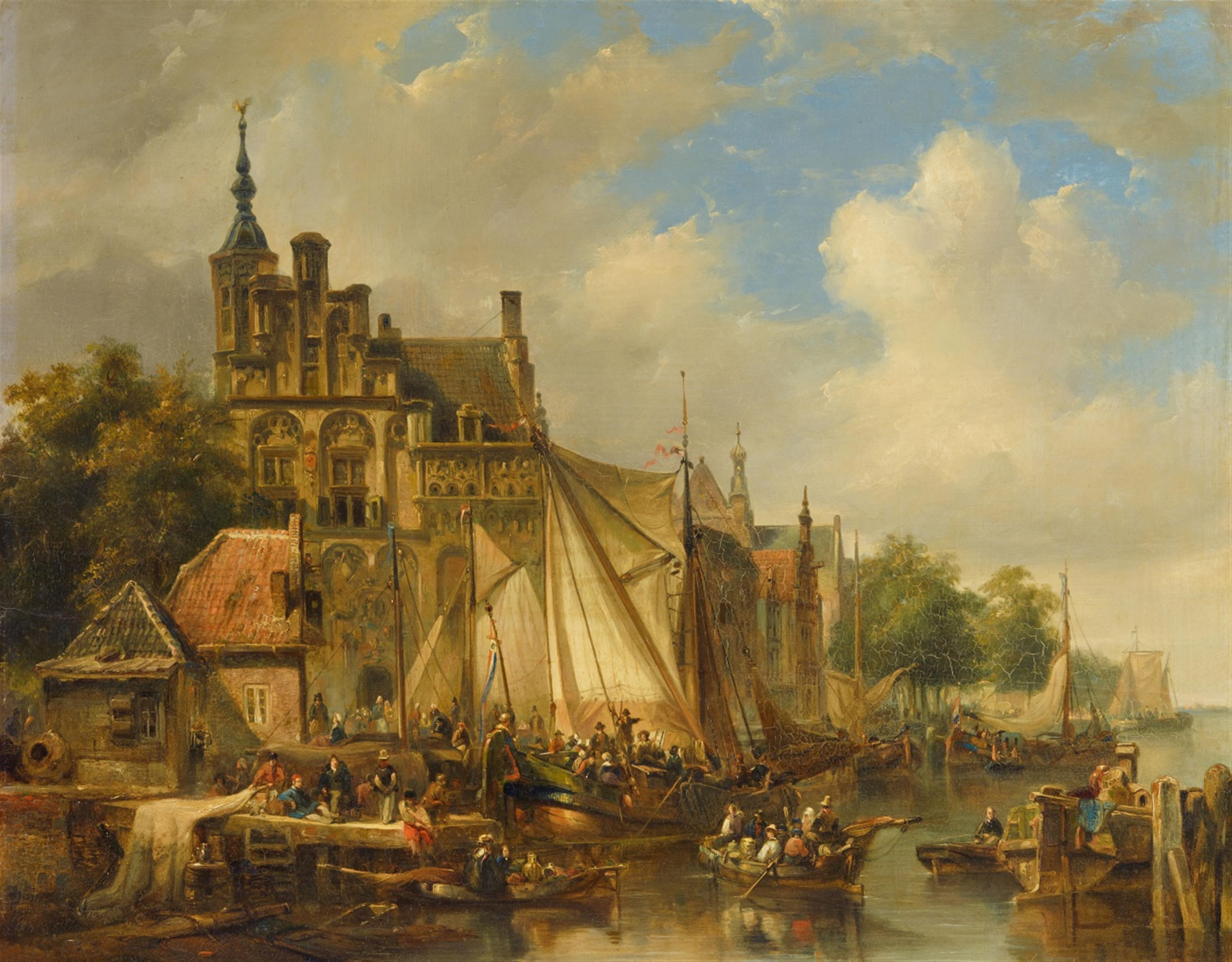 Johannes Bosboom - View of a Dutch Harbour - image-1