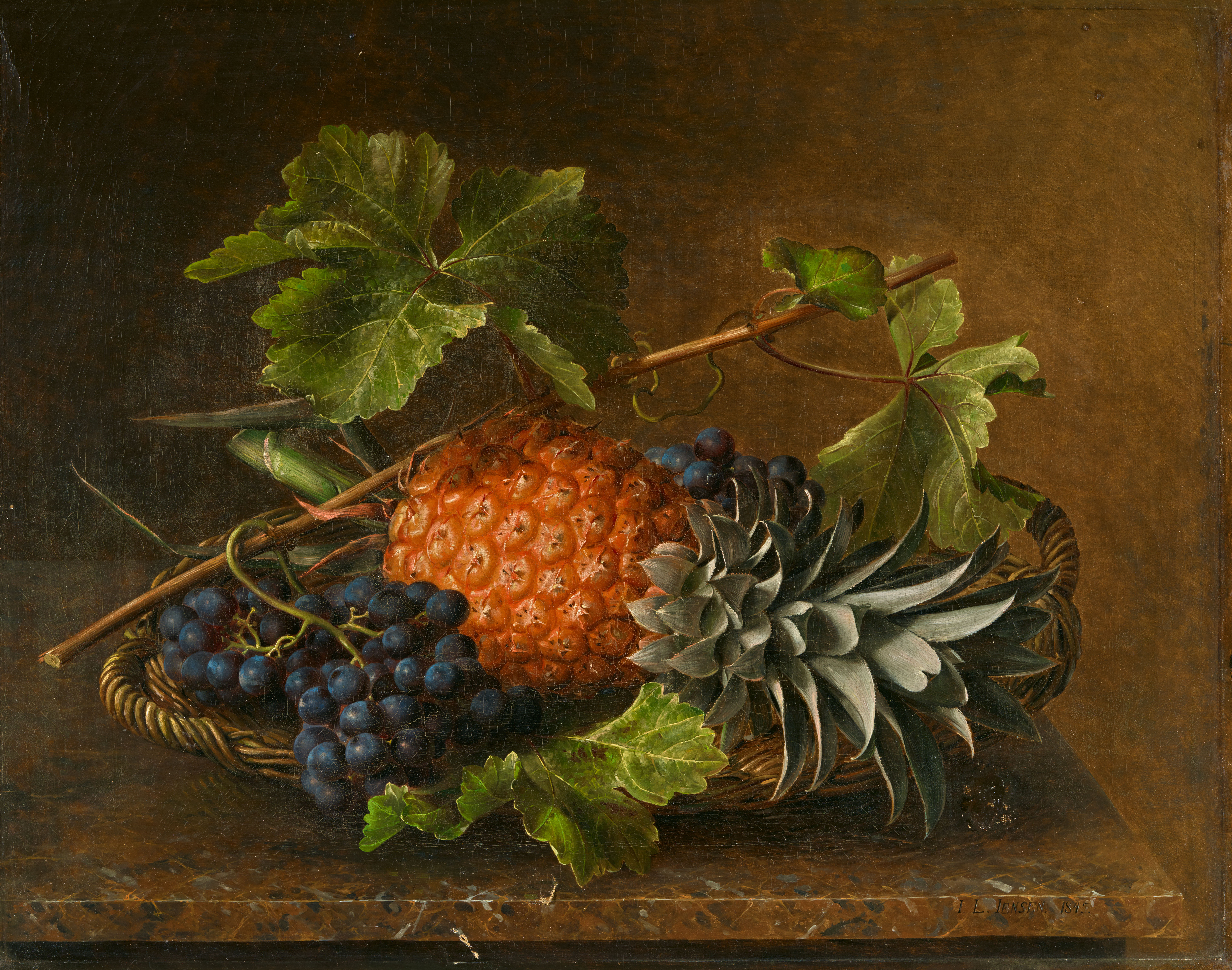 Johann Laurentz Jensen - Still Life with Pineapple and Grapes - image-1