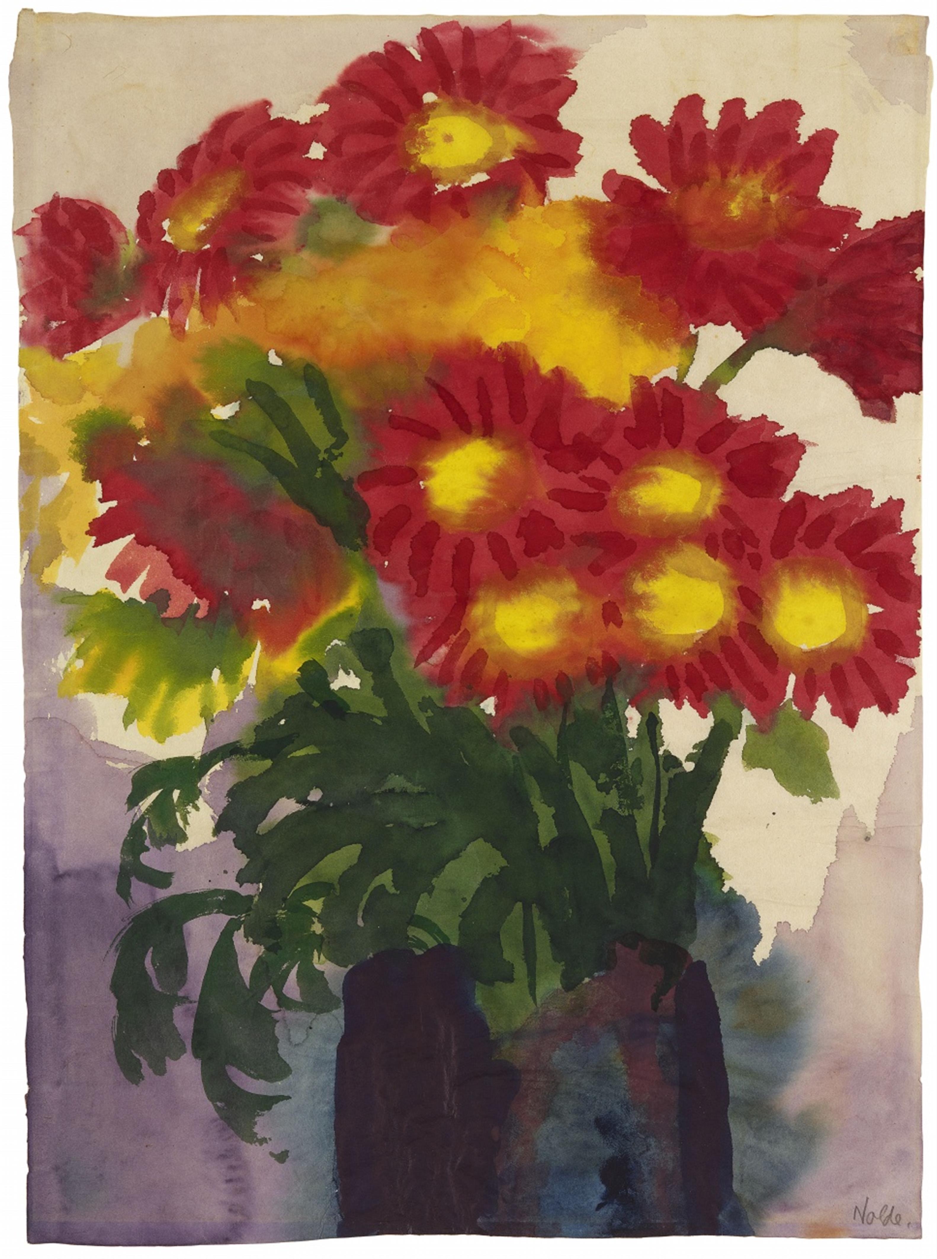 Emil Nolde - Rote Astern in dunkelblauer Vase - image-1