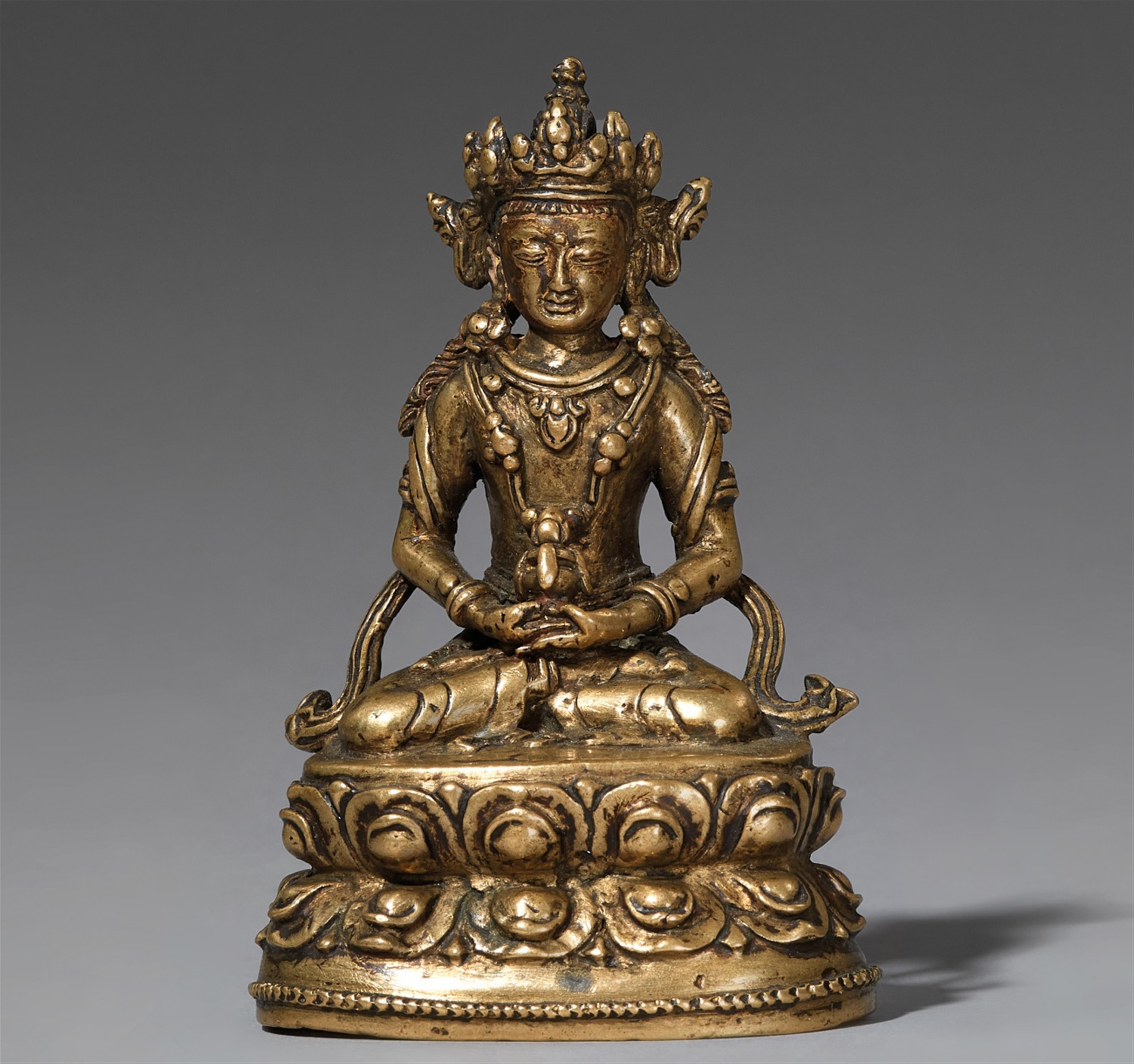 A Tibetan bronze figure of Buddha Amitayus. 15th/16th century - image-1