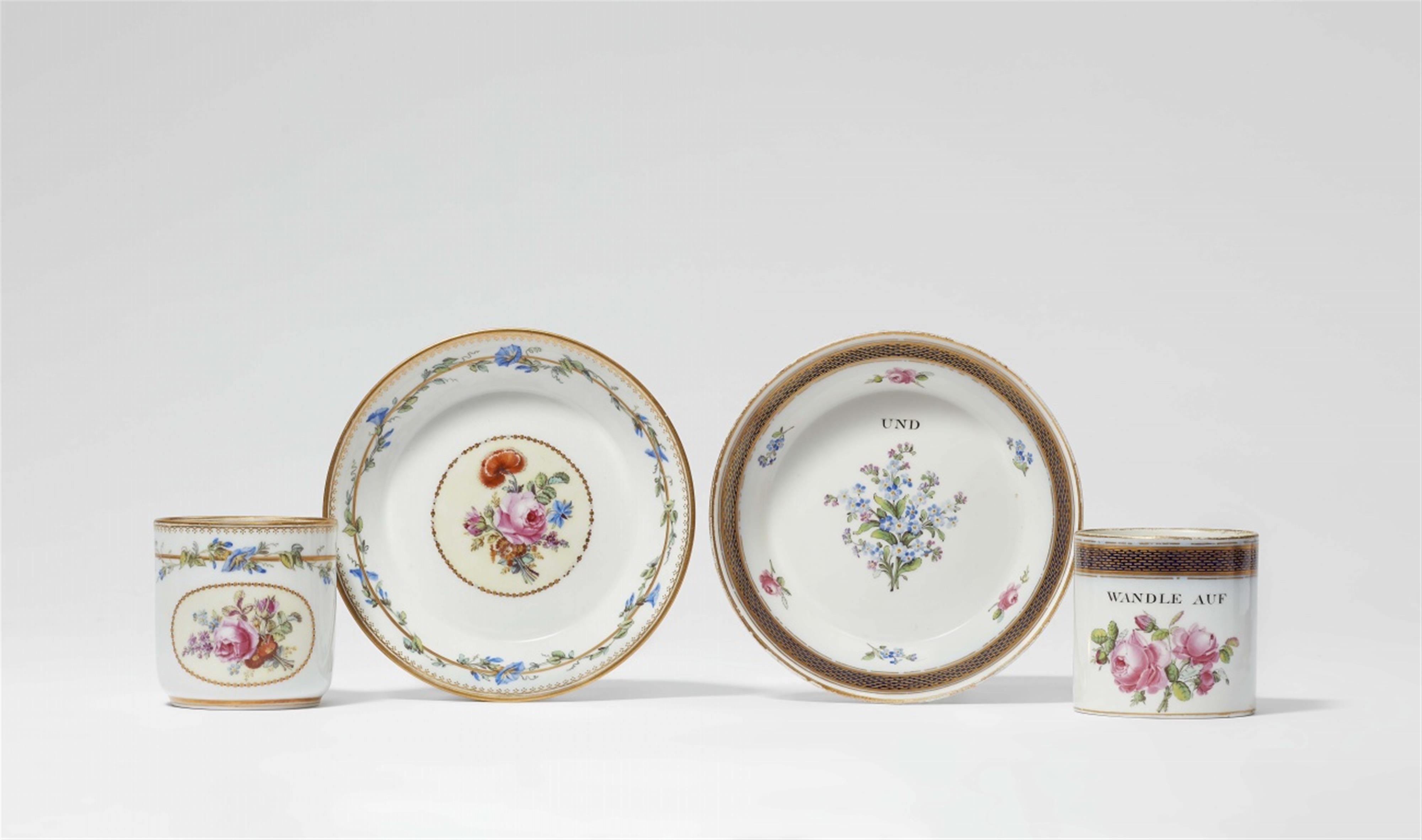 Two Meissen porcelain cups and saucers with bouquets - image-1