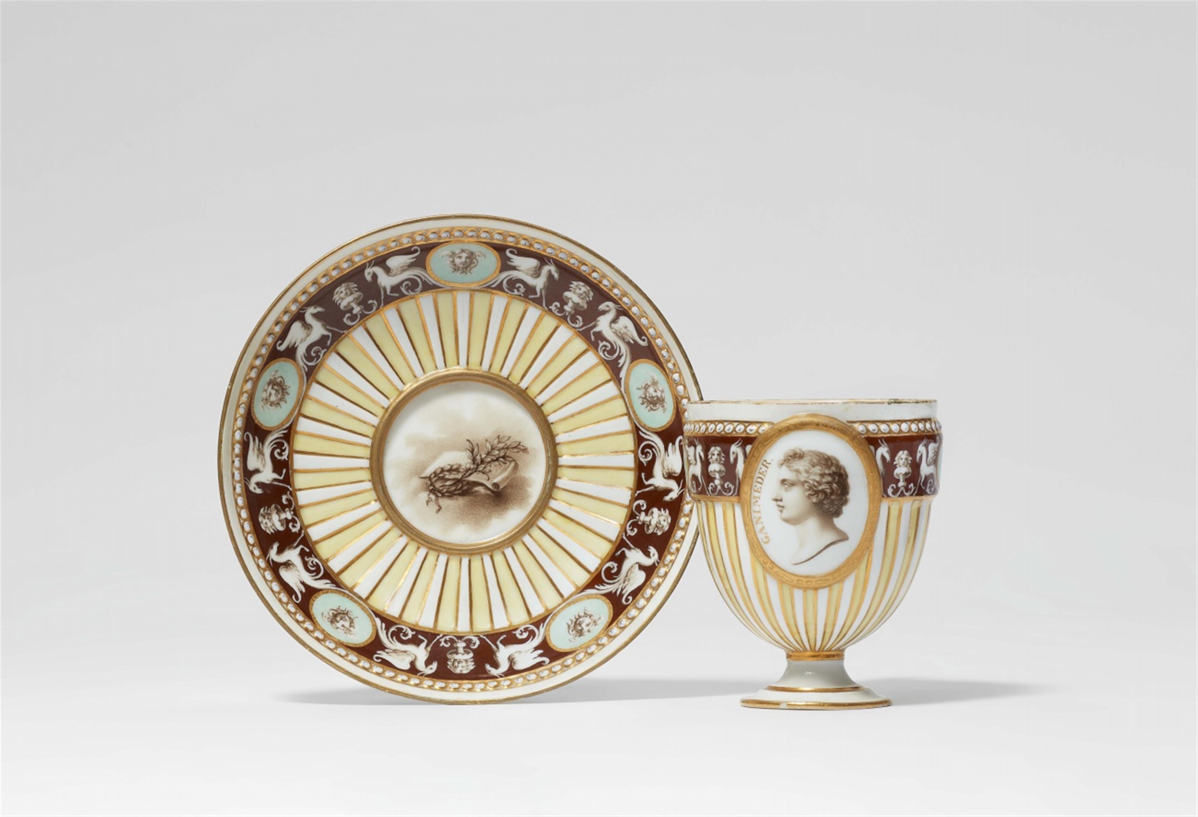 A Meissen porcelain cup and saucer with Ganymede - image-1