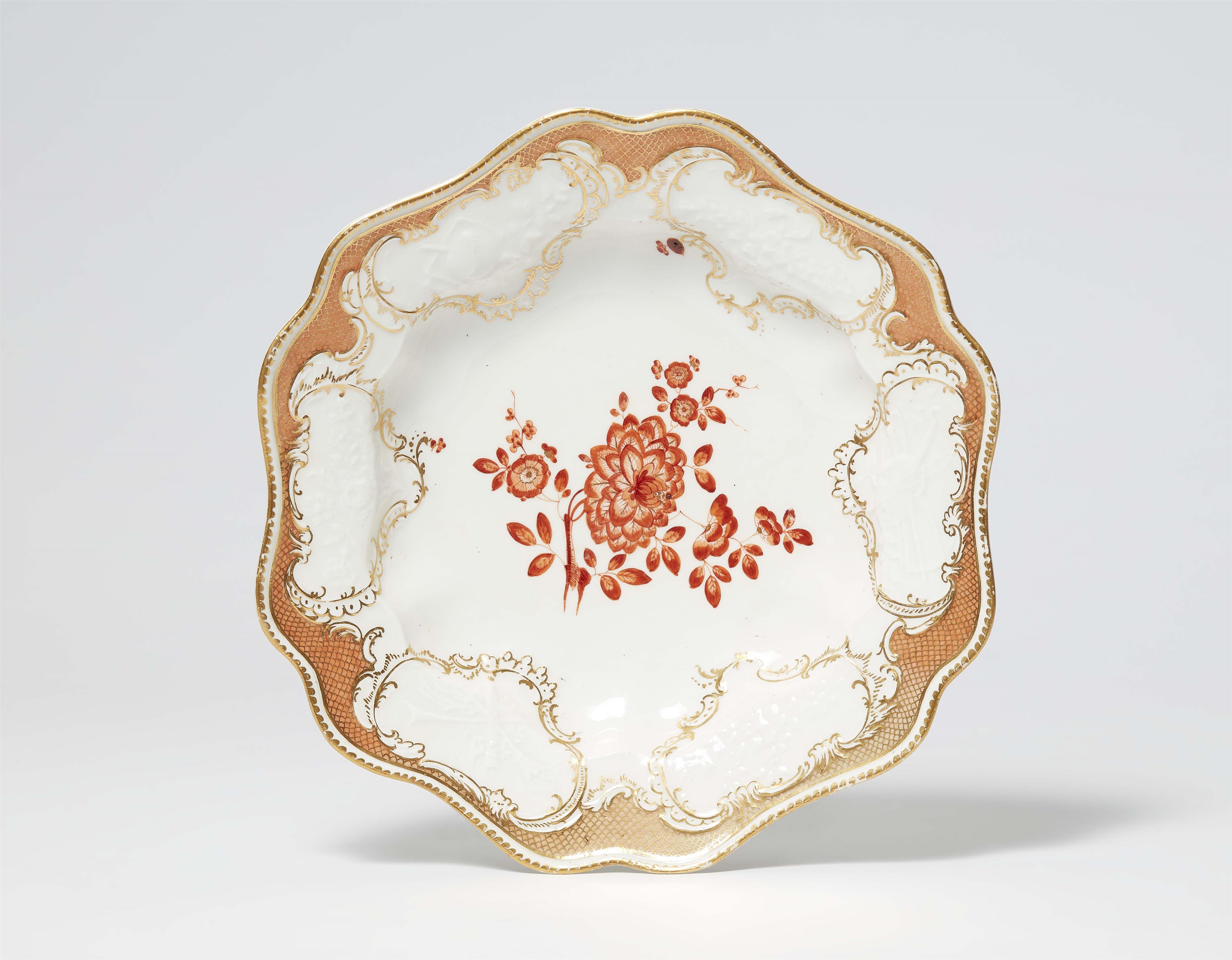 A Meissen porcelain soup bowl from the service with the iron red mosaic border - image-1