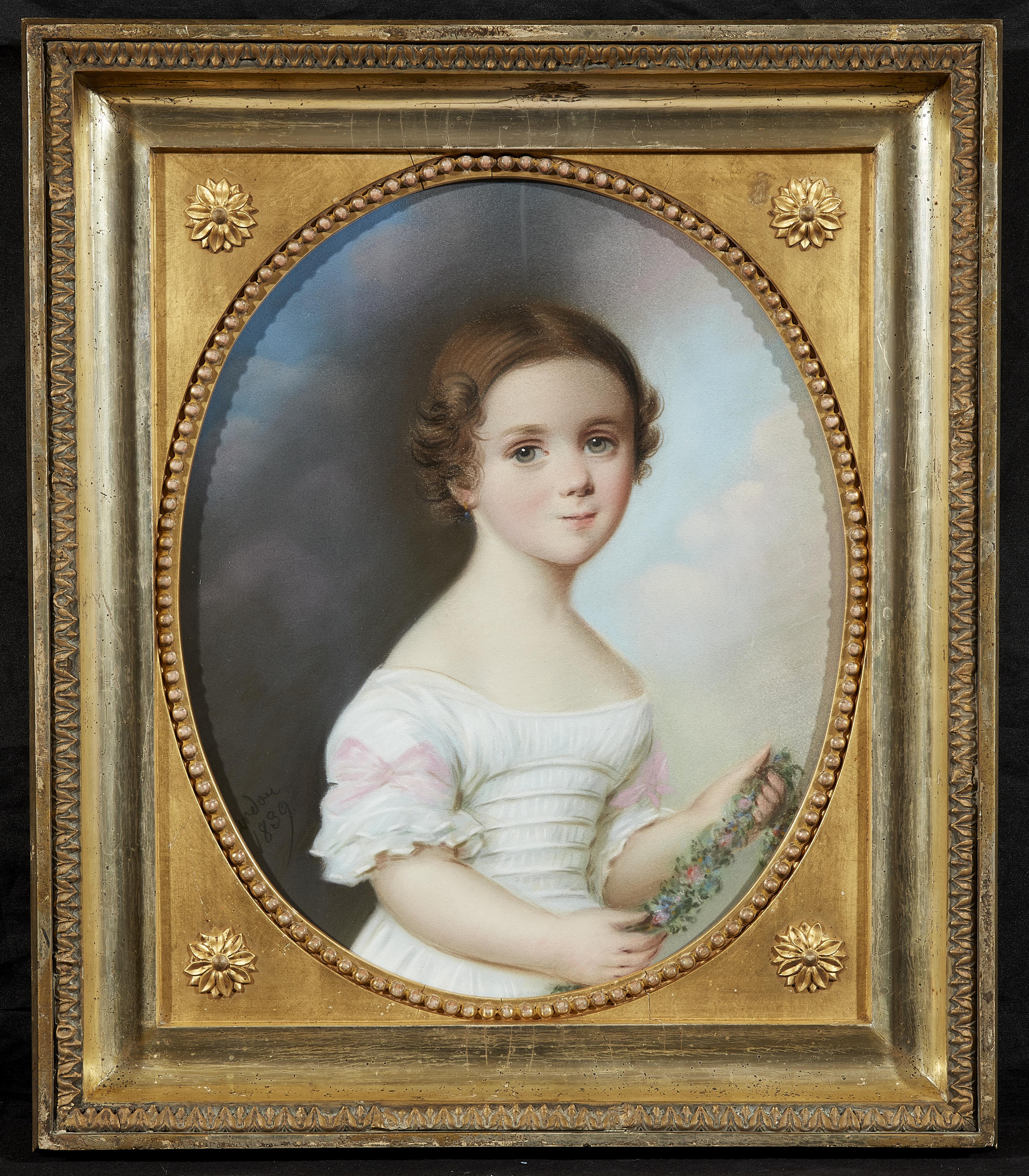 Carl Wilhlem Bardou - Mädchenporträt, Pastell, signiert und datiert C. Bardou, 1839 (Carl Wilhelm Bardou, Berlin) - image-2