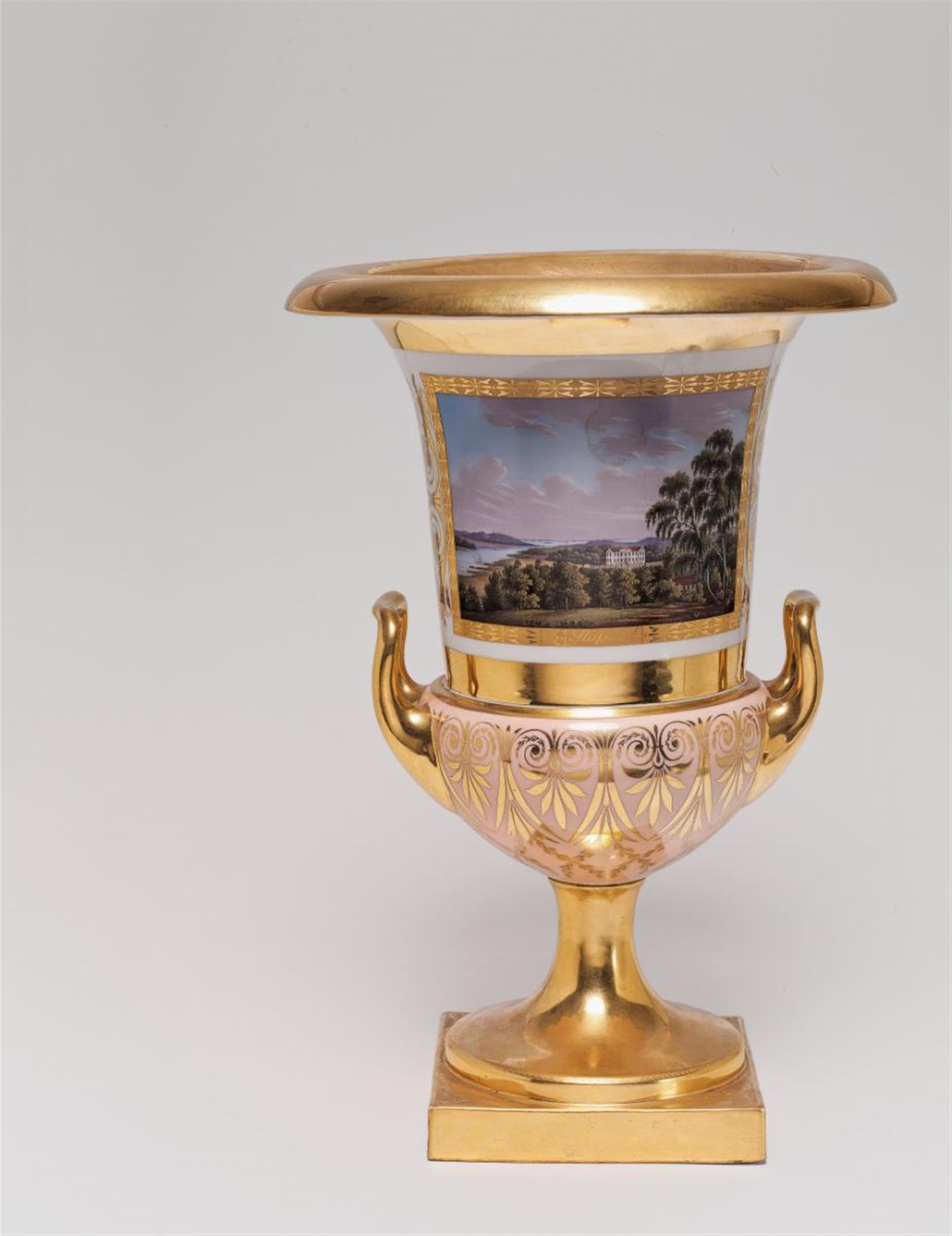 A KPM Berlin porcelain vase with a view of Stafsund. - image-1