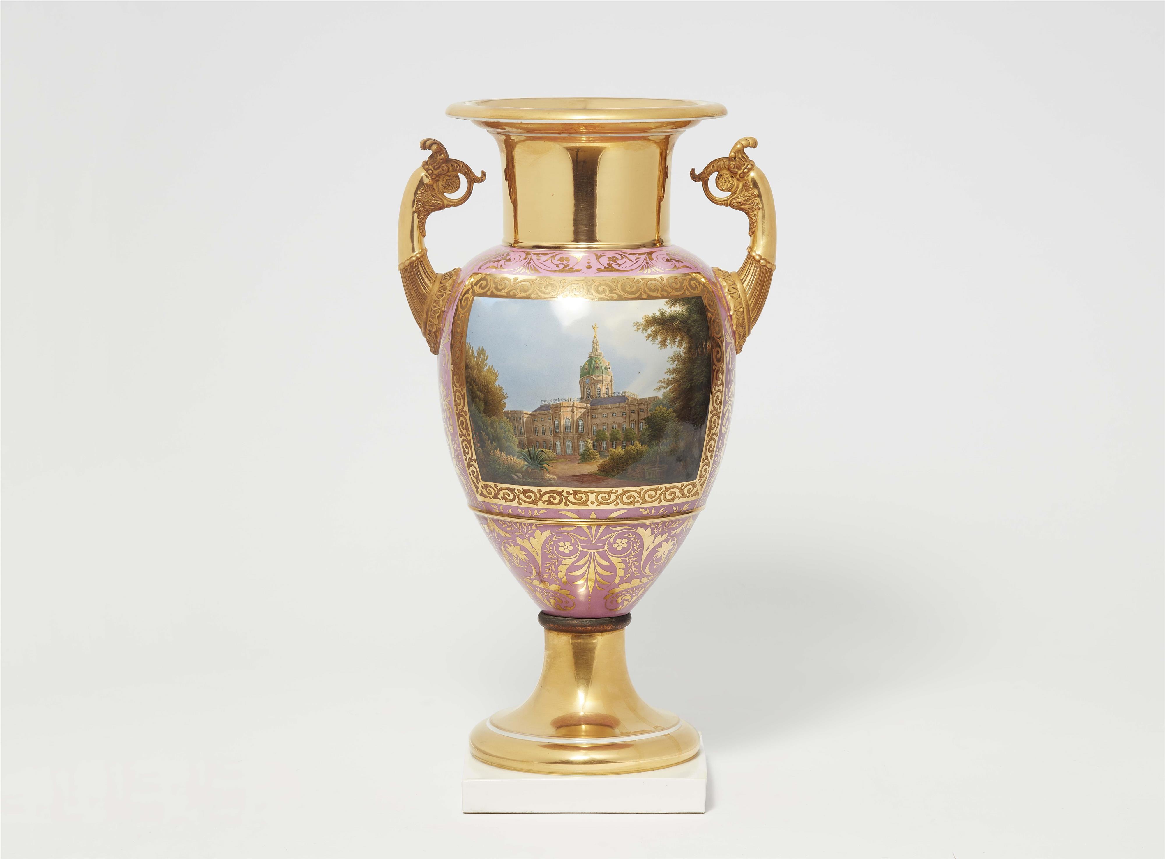 A Berlin KPM porcelain vase with views of Sanssouci and Charlottenburg - image-2