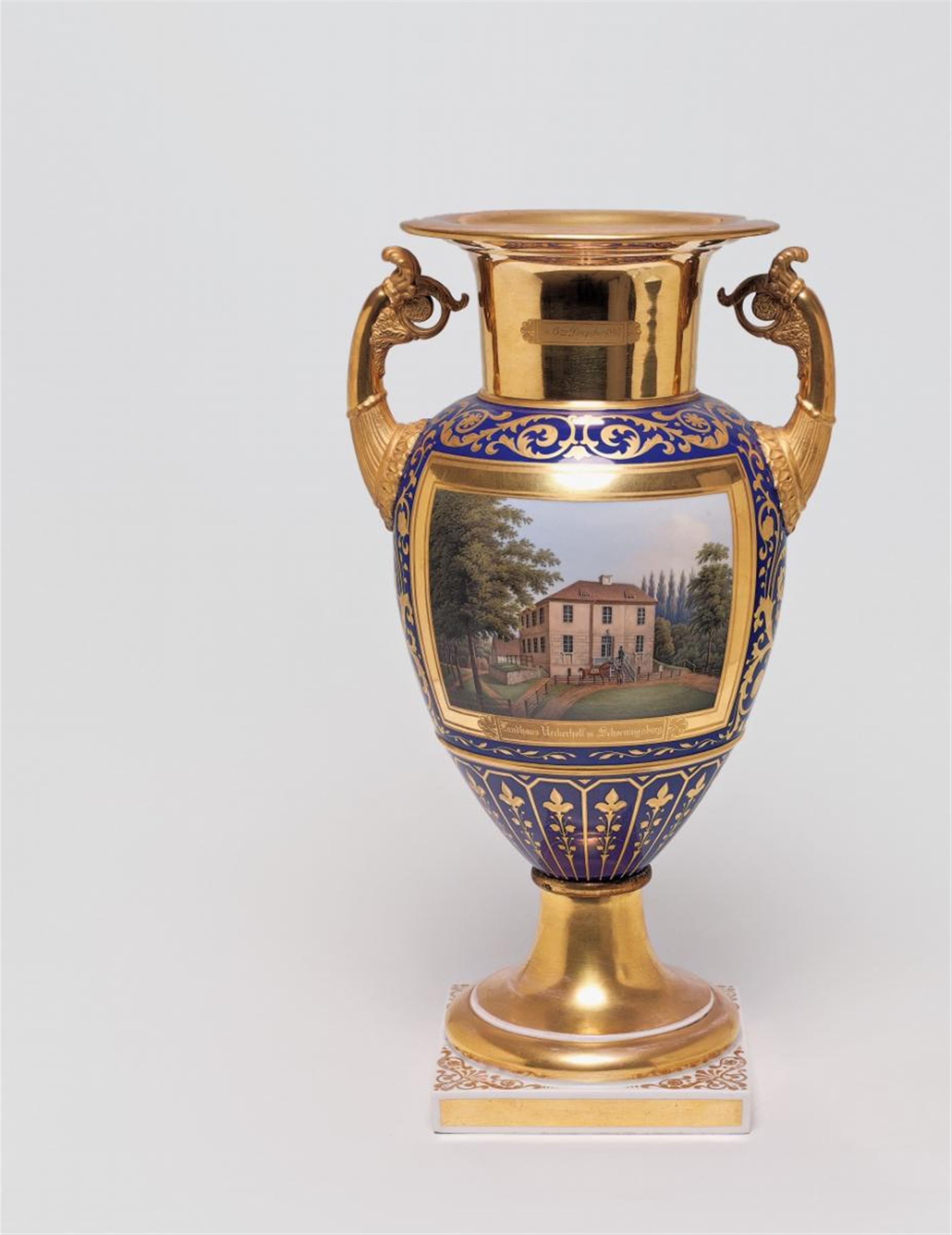 A KPM Berlin porcelain vase with views of the Park zu Megow. - image-1