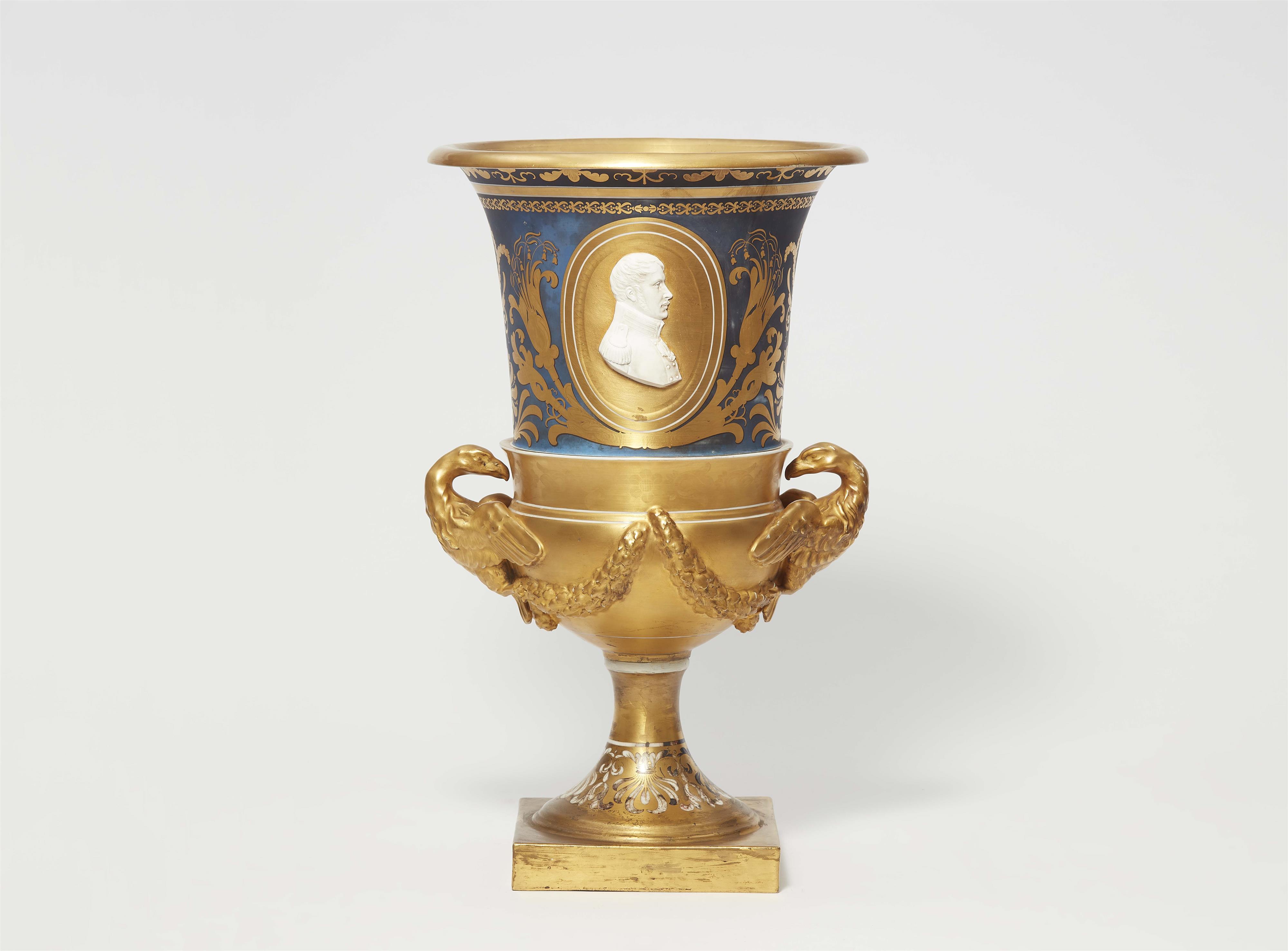 A Berlin KPM porcelain vase with a portrait of King Frederick William III - image-1