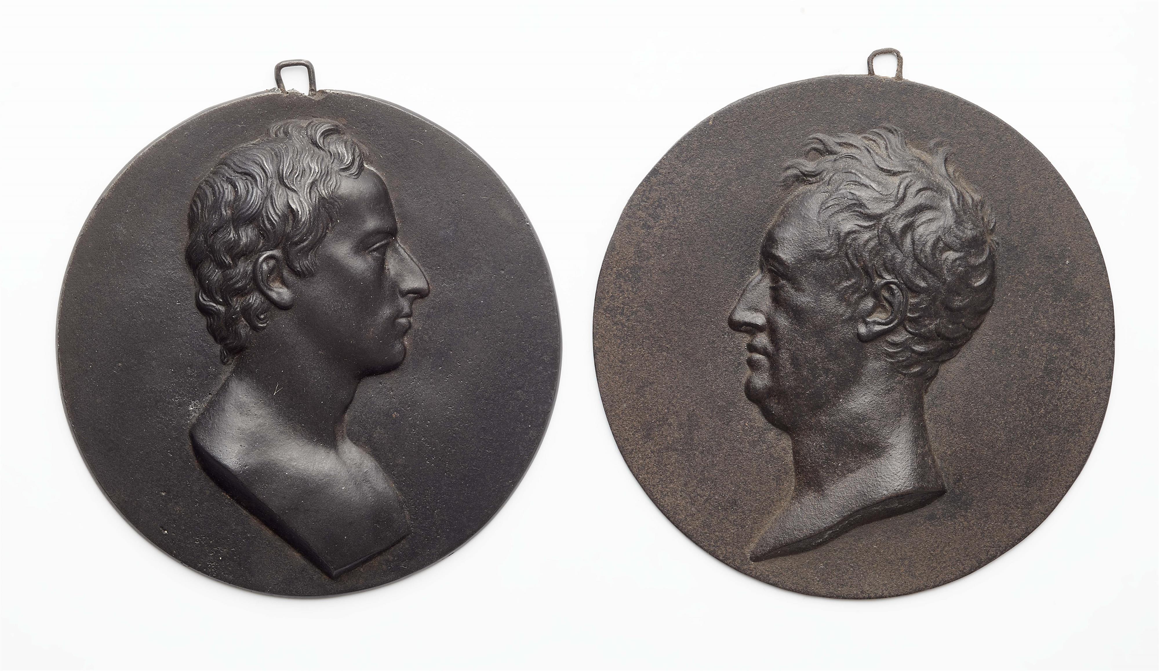 Two cast iron portrait plaques of Goethe and Schiller - image-1