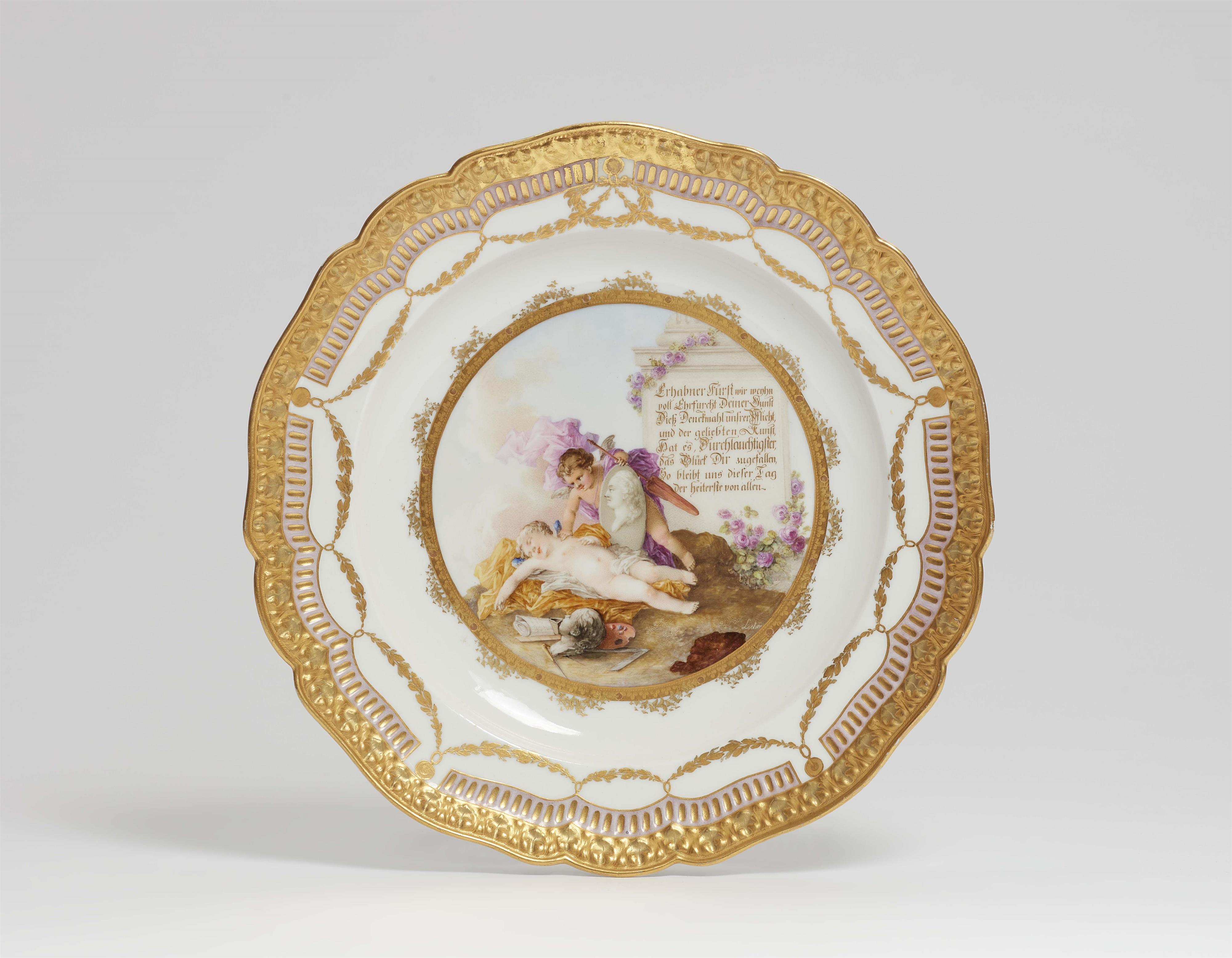 A rare Meissen porcelain plate dedicated to August the Just - image-1