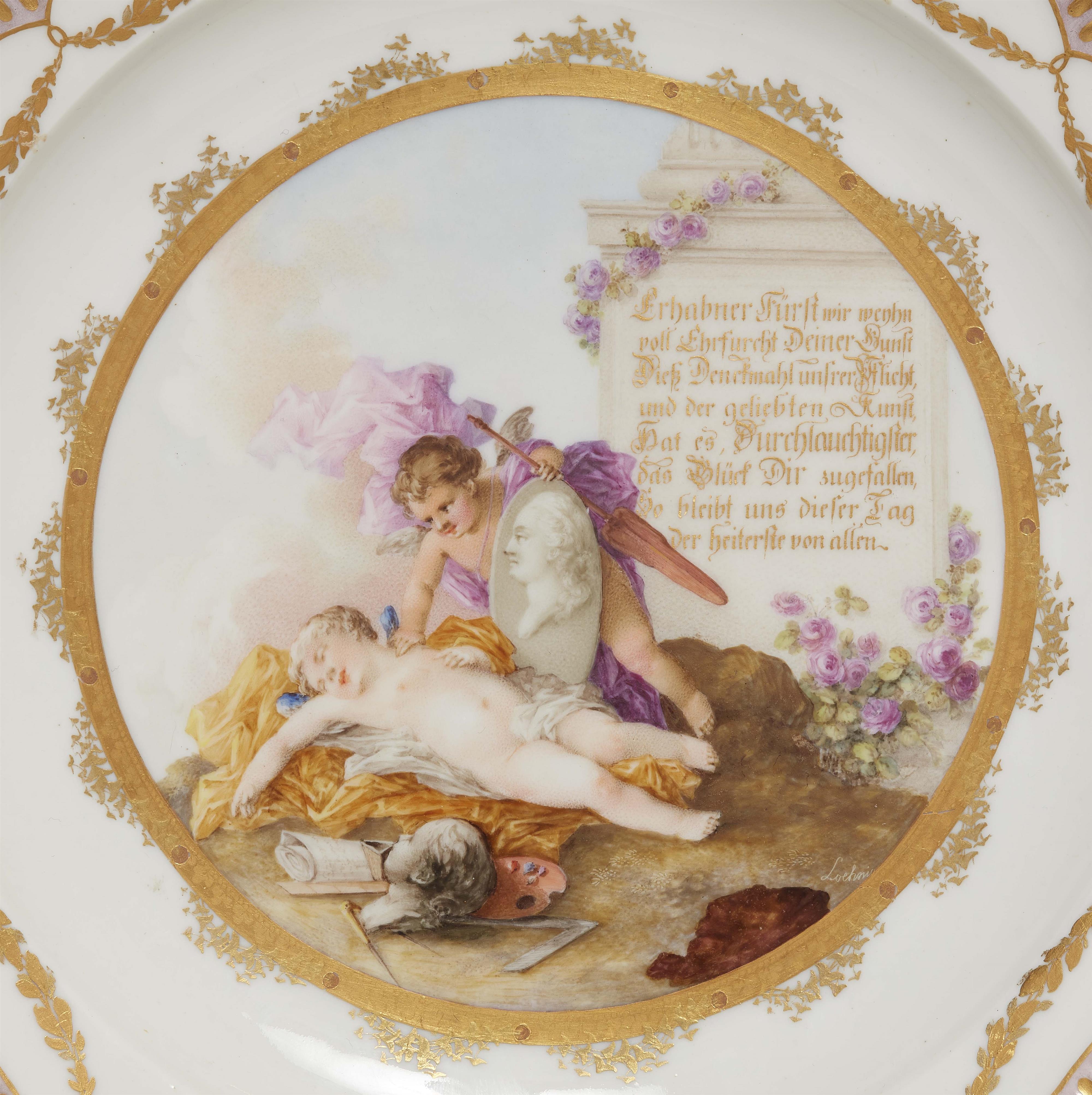 A rare Meissen porcelain plate dedicated to August the Just - image-2
