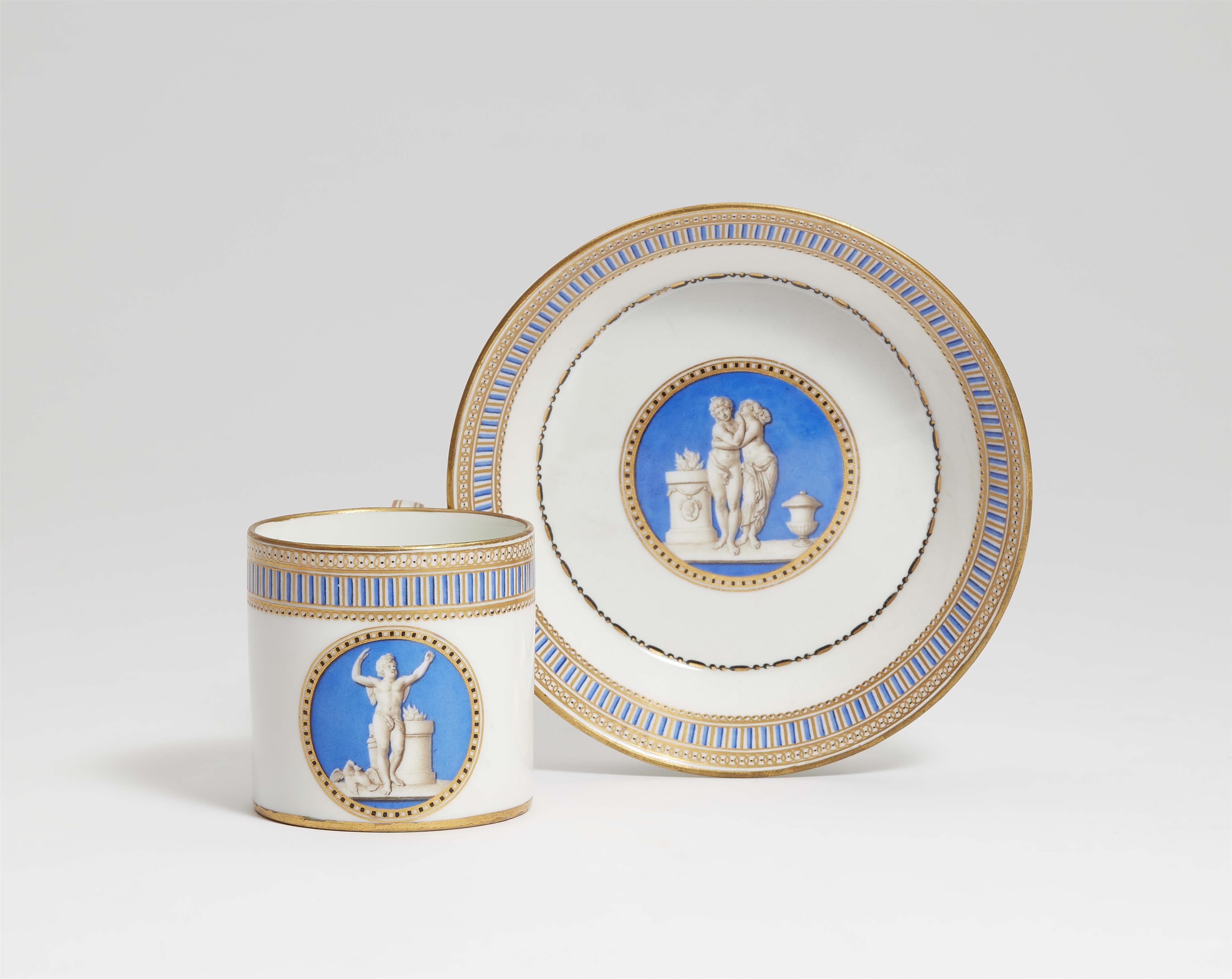 A Meissen porcelain cup and saucer with Neoclassical figures - image-3