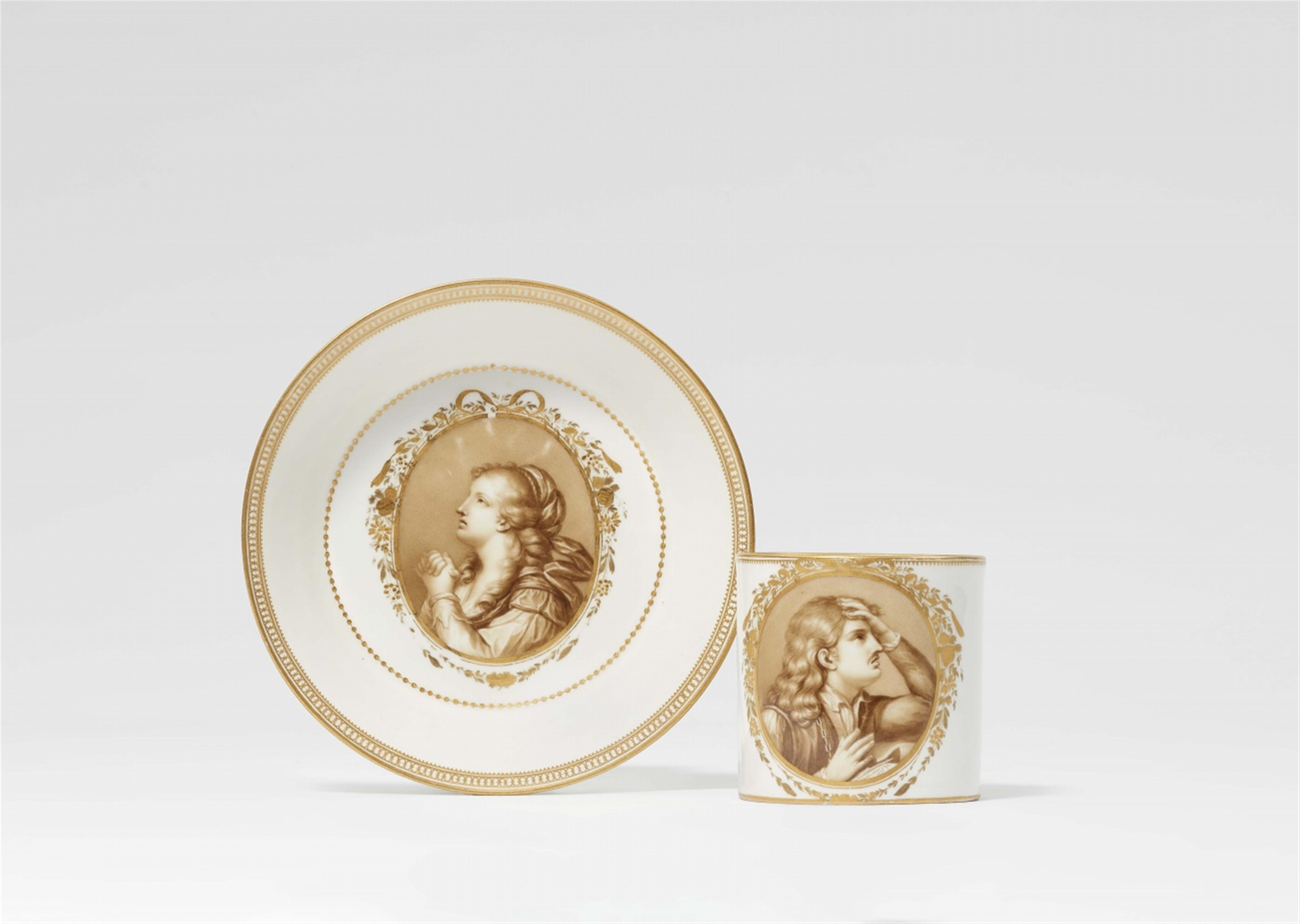 A Meissen porcelain cup and saucer with Abélard and Héloïse - image-1