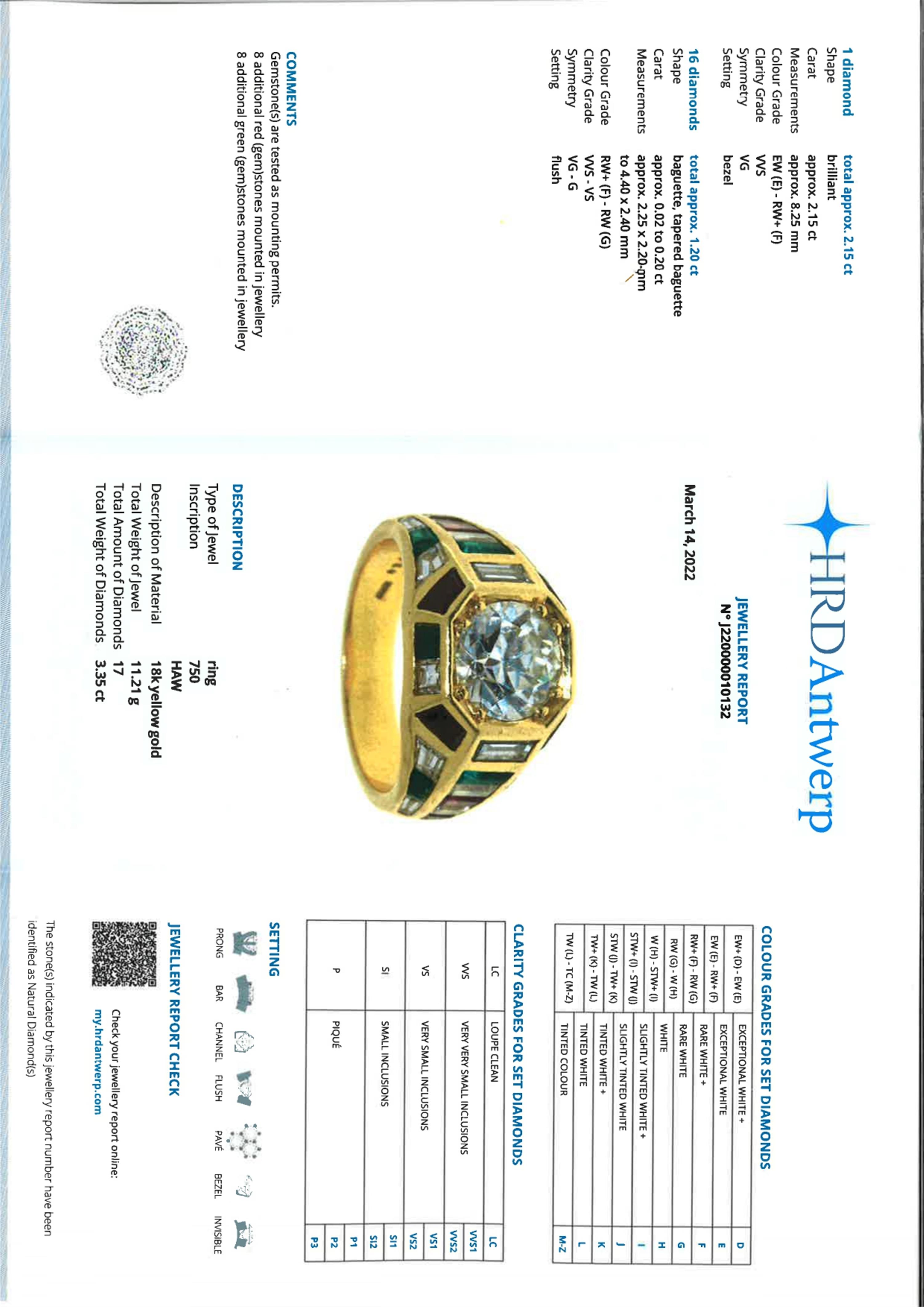 A German 18k gold gemstone and diamond solitaire ring. - image-5