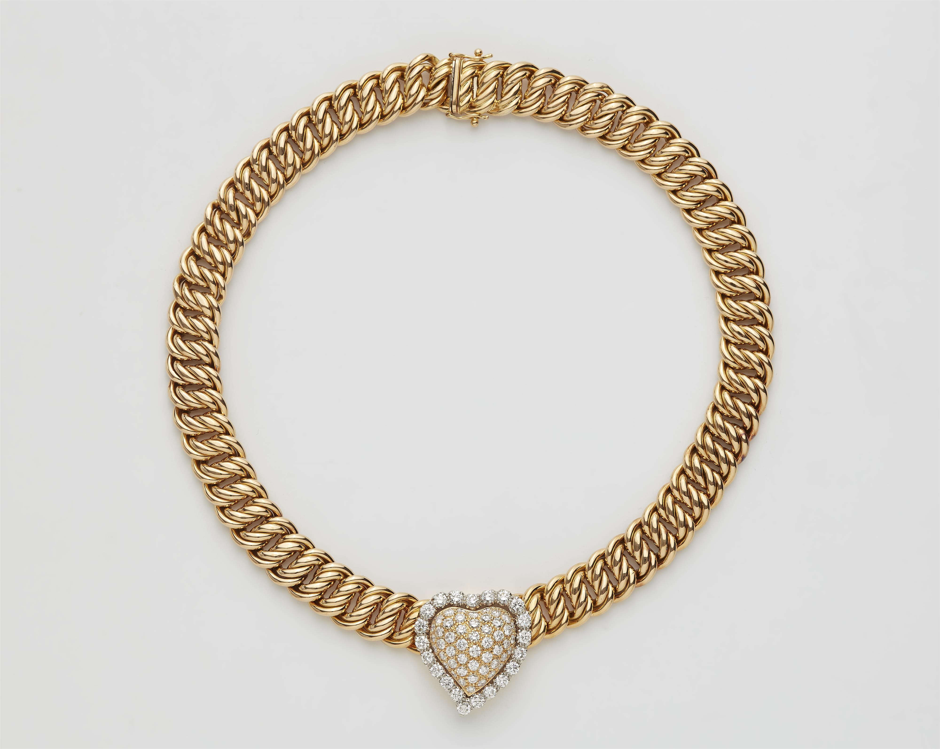 A German 18k gold and diamond chain necklace. - image-1