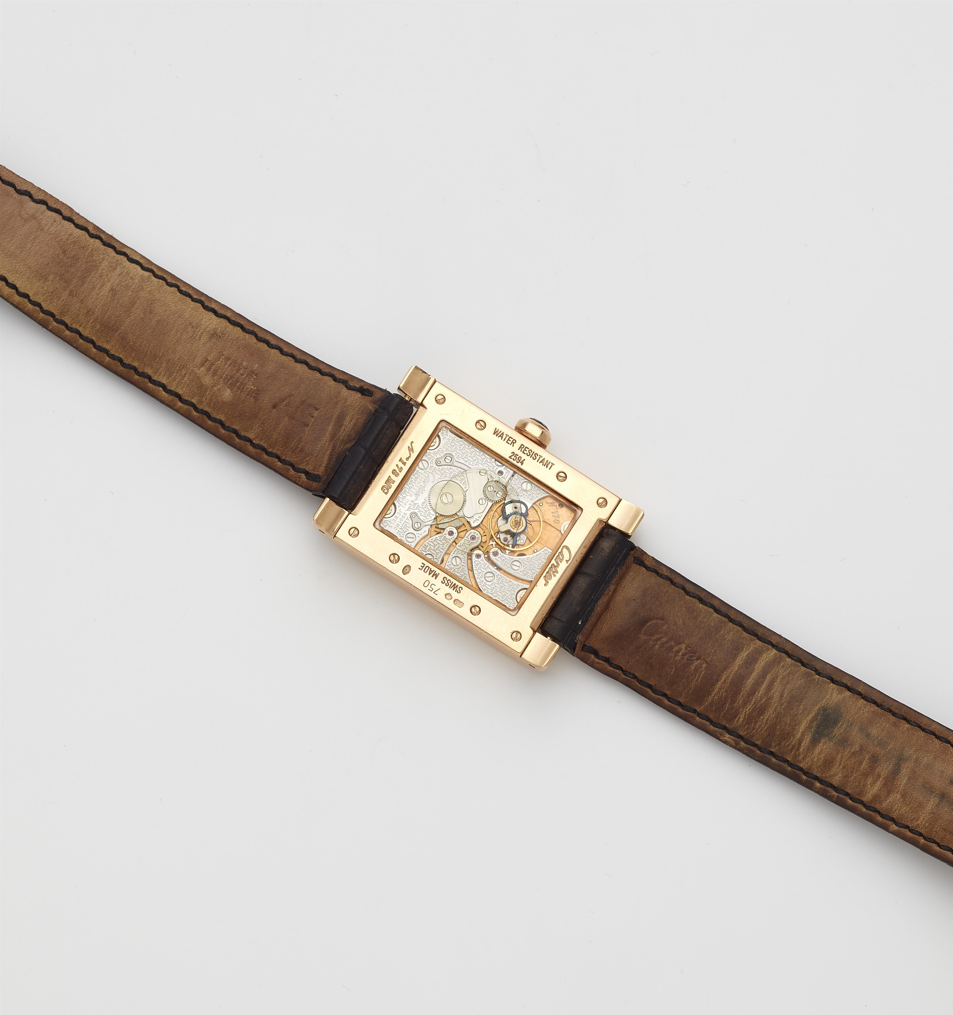 An 18k manual winding Cartier Tank a Vis dual time gentleman's wristwatch. - image-2