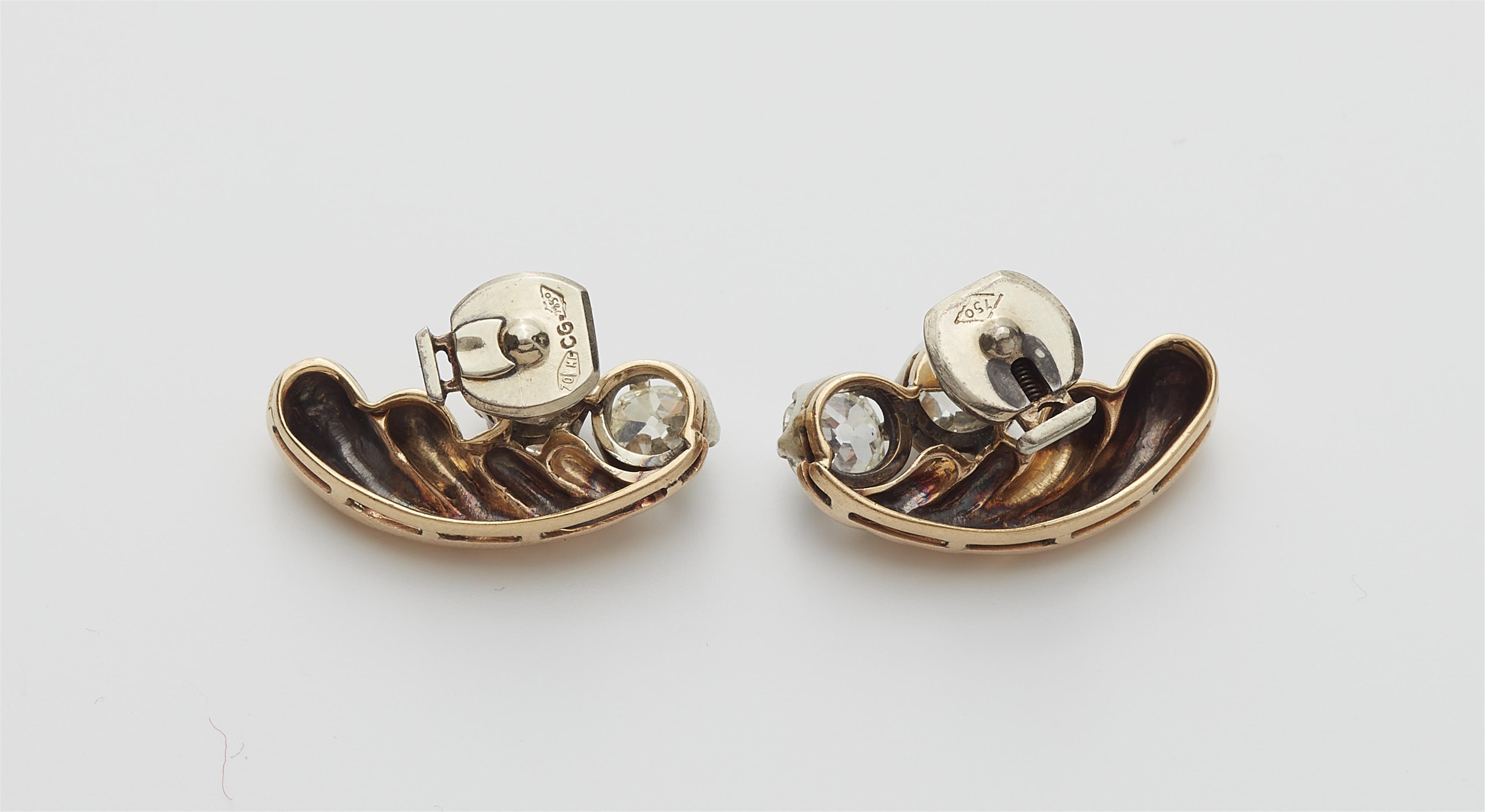 Paar Retro-Ohrringe mit Diamanten - image-2