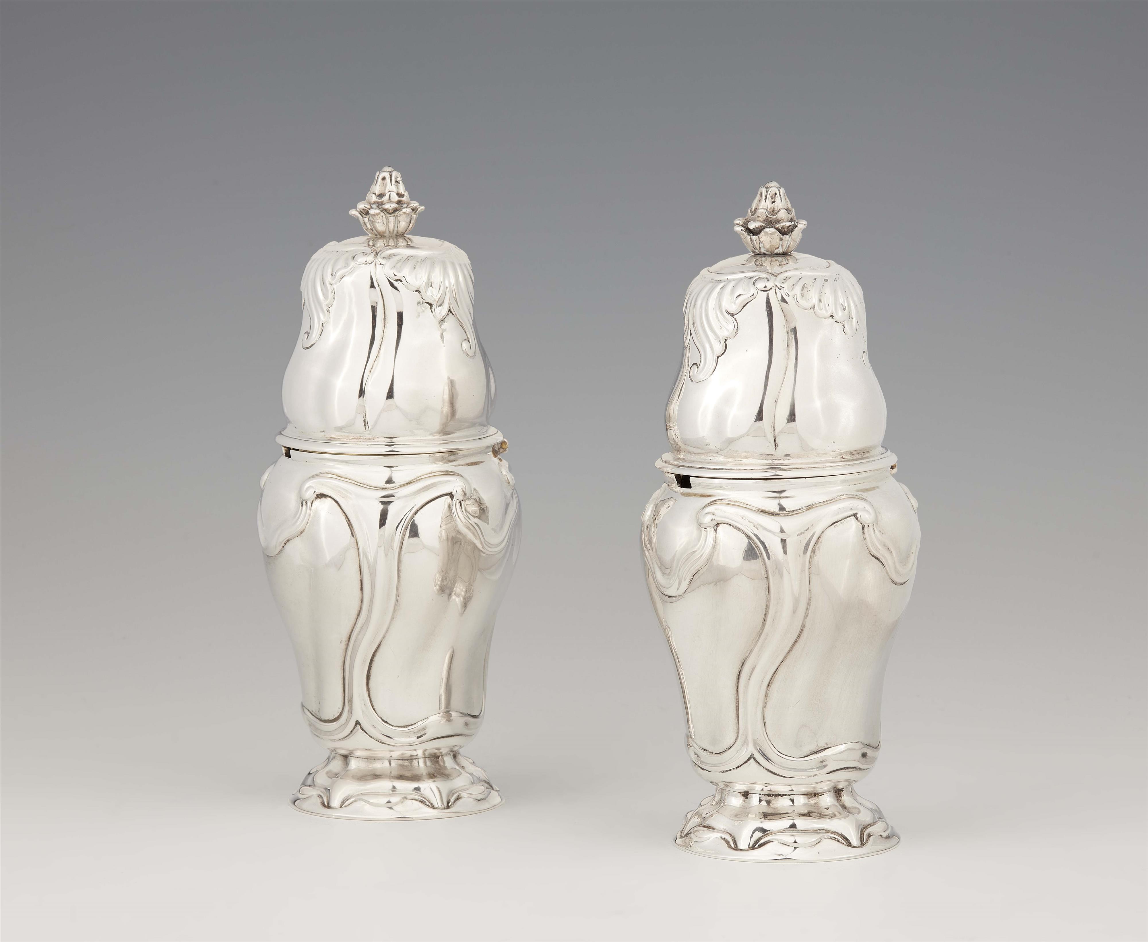 A rare pair of Dresden silver mustard pots - image-1