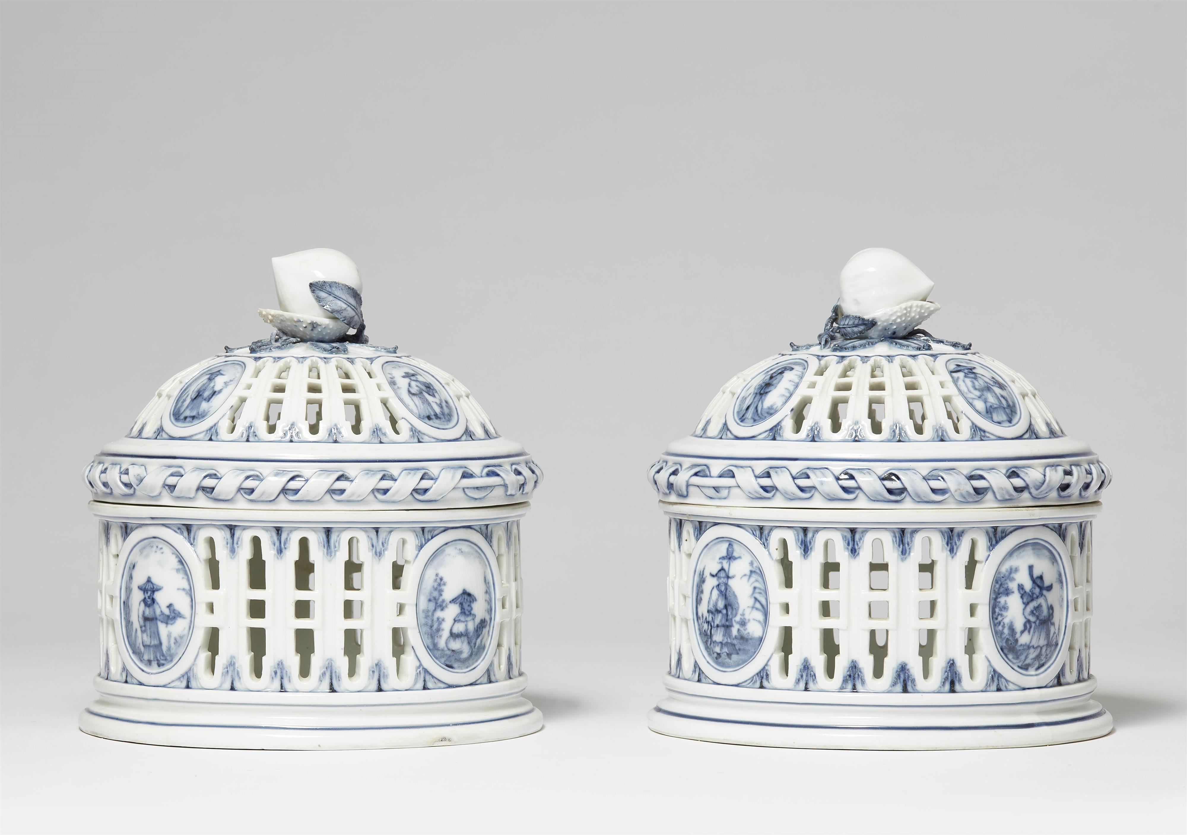A rare pair of Meissen porcelain chestnut pots - image-2