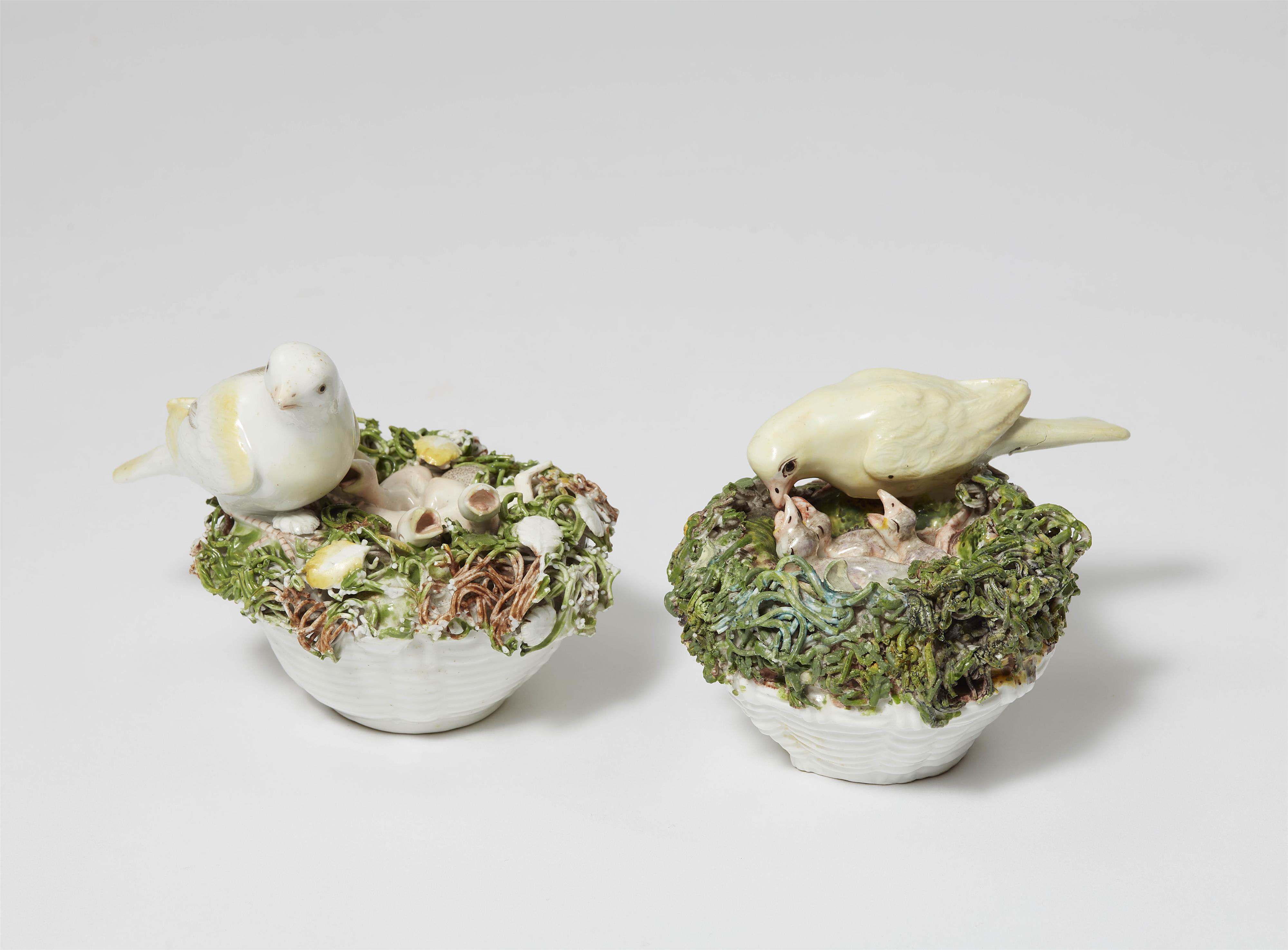 Two Meissen porcelain models of canary nests - image-1