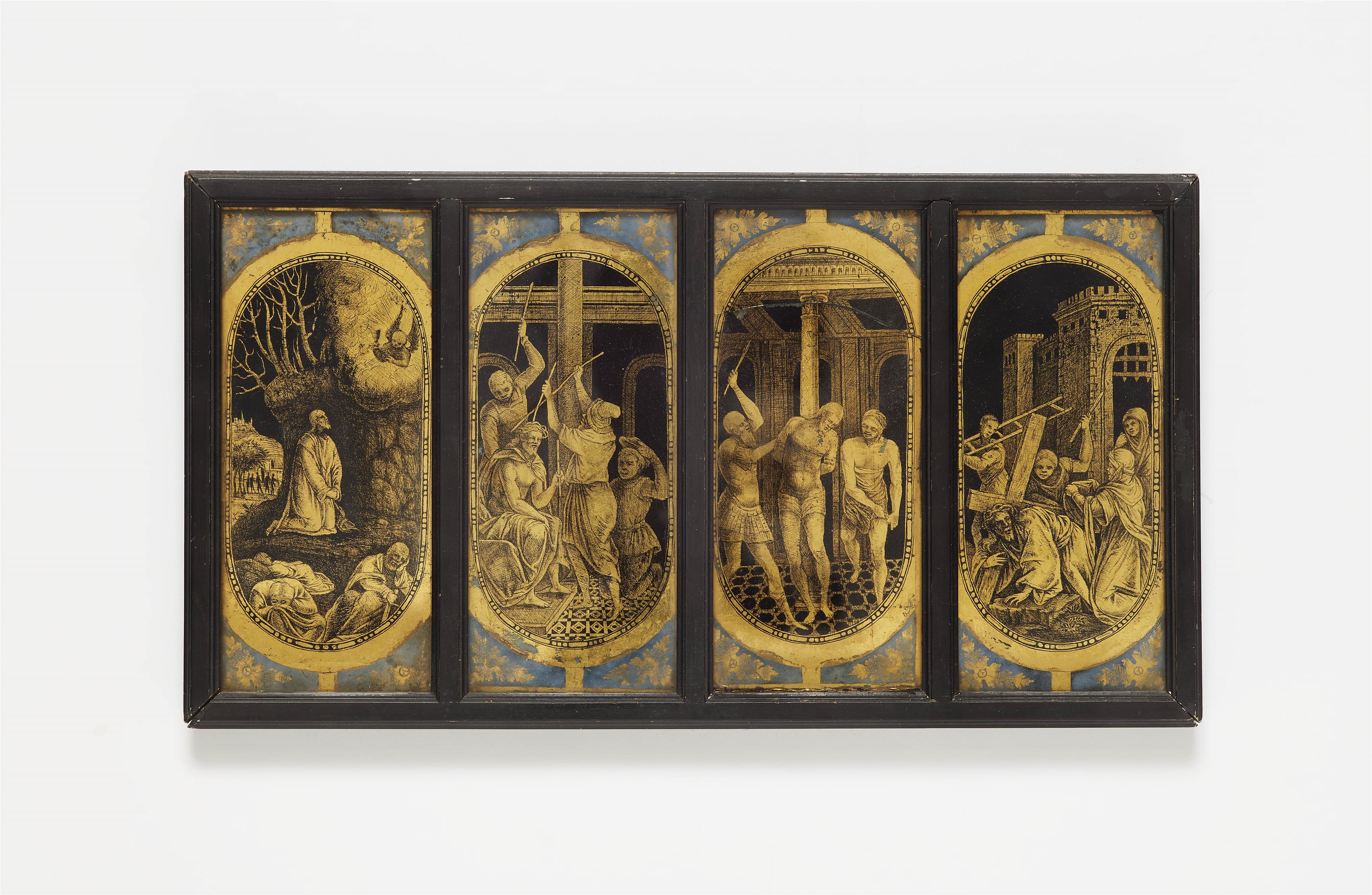 Four eglomisé panels with scenes from the life of Christ - image-1