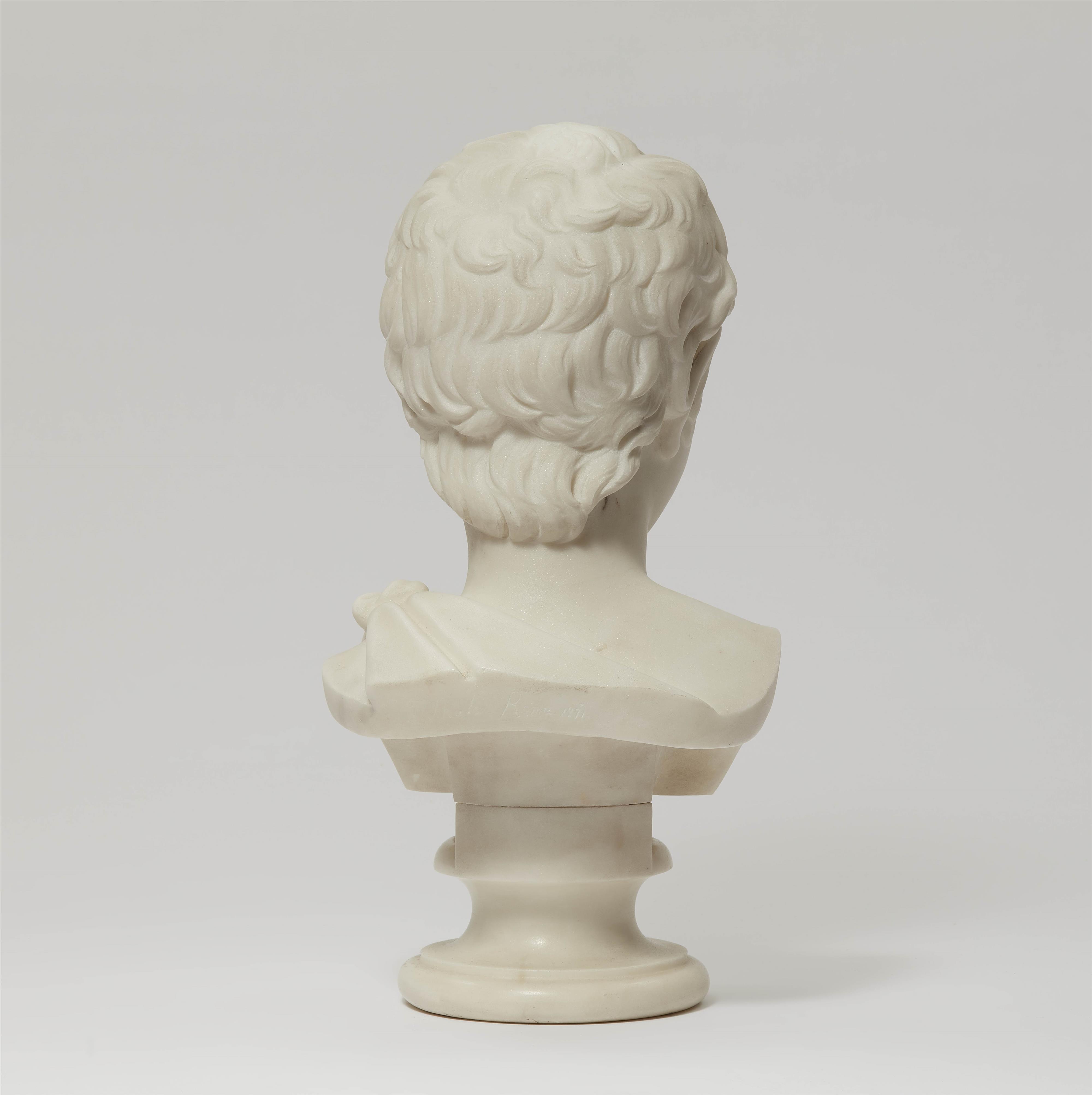 White Carrara marble bust of a young faun - image-2